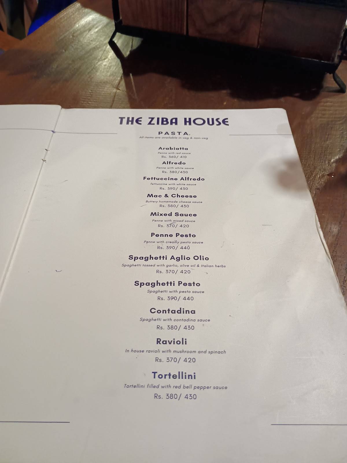 The Ziba House - Artisan Bakery & Cafe menu