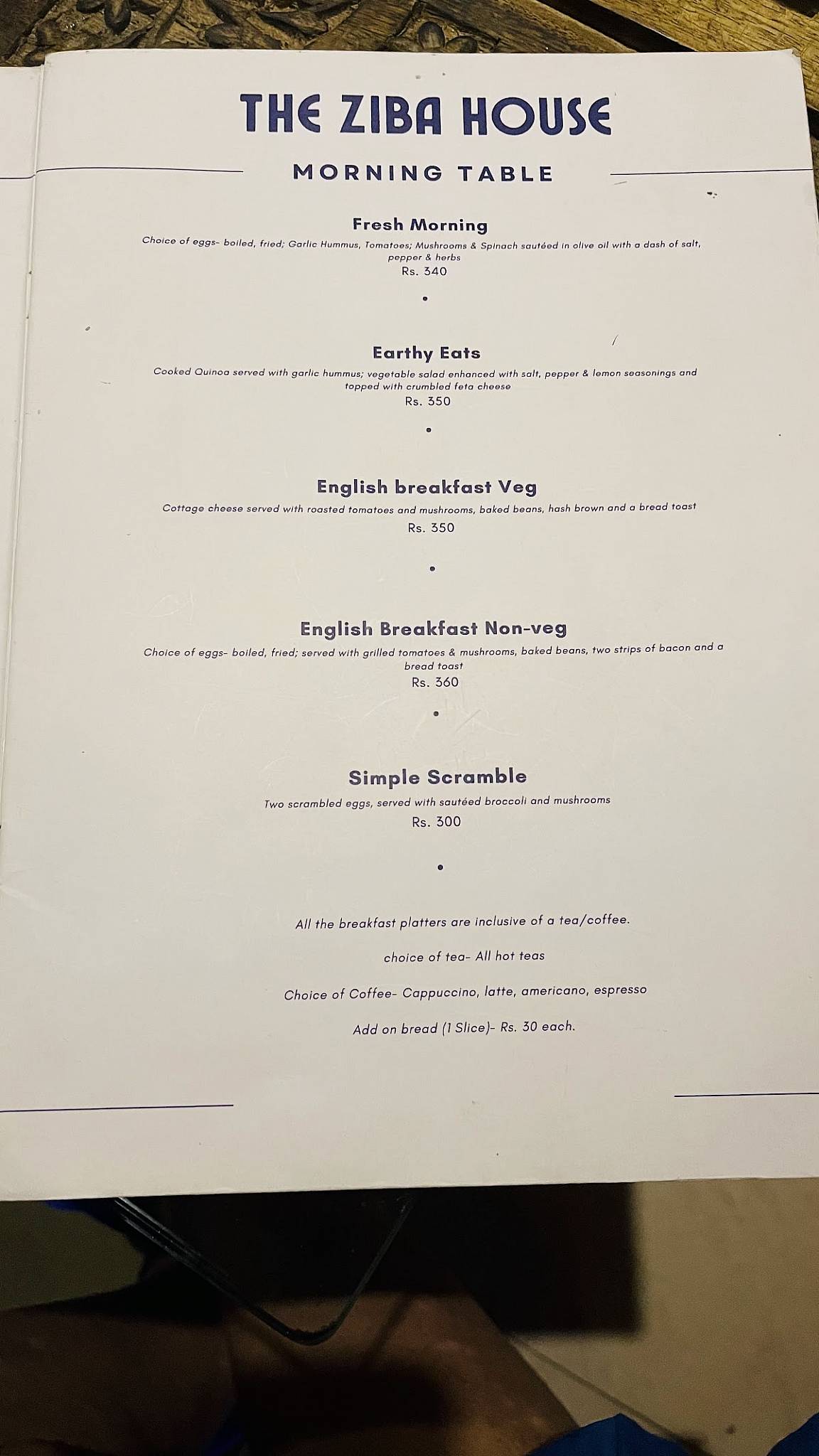 The Ziba House - Artisan Bakery & Cafe menu