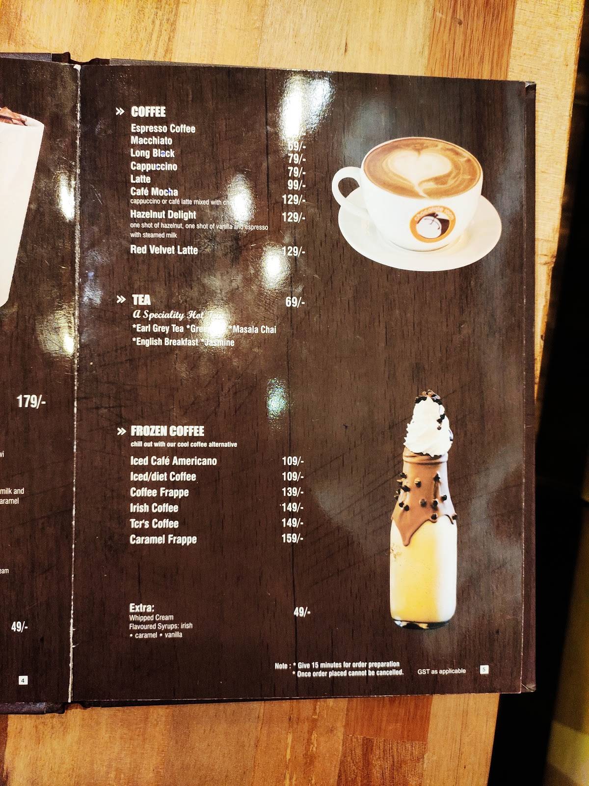 The chocolate room menu
