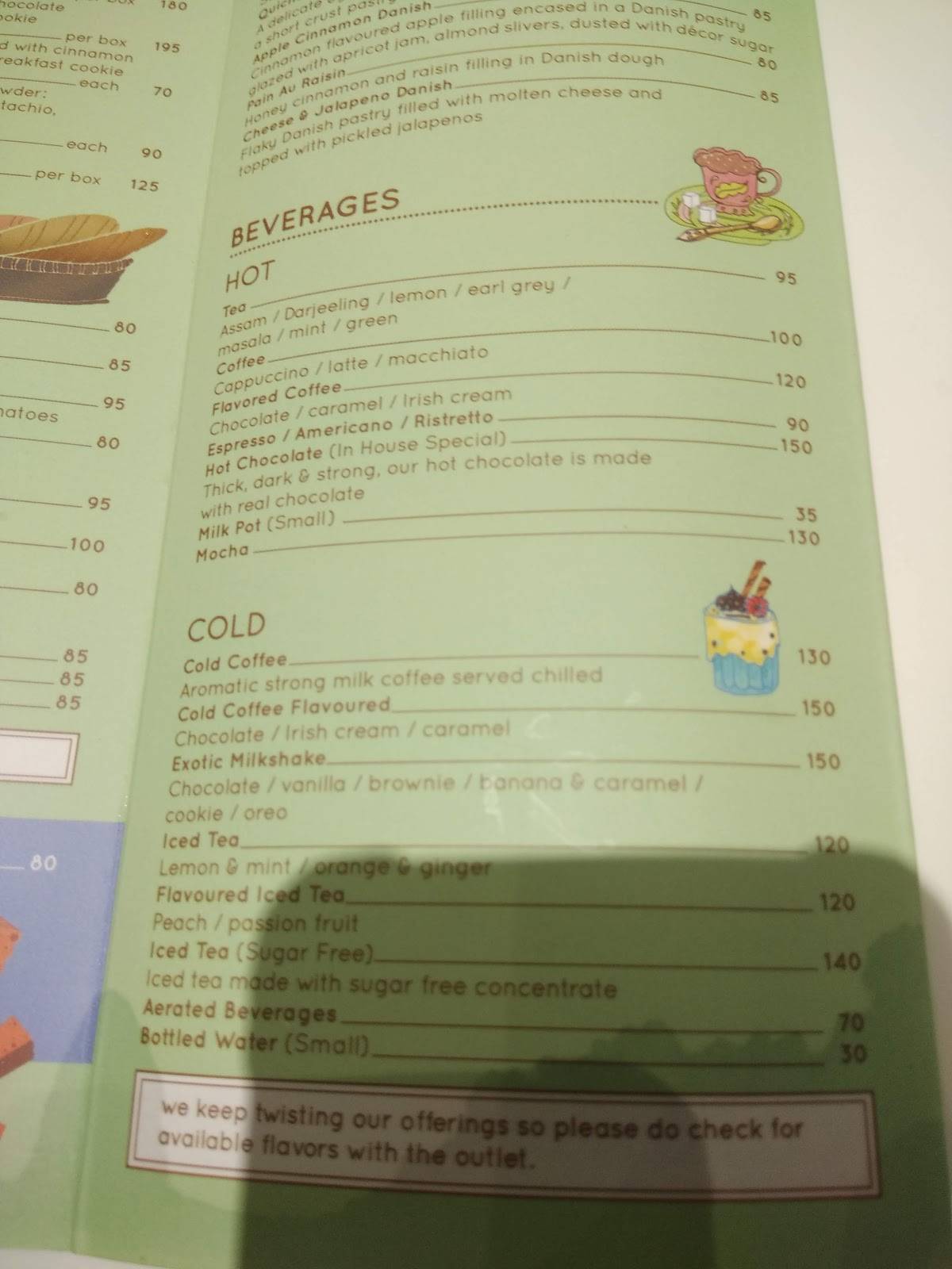 Theobroma Bakery and Cake Shop - Borivali, Mumbai menu