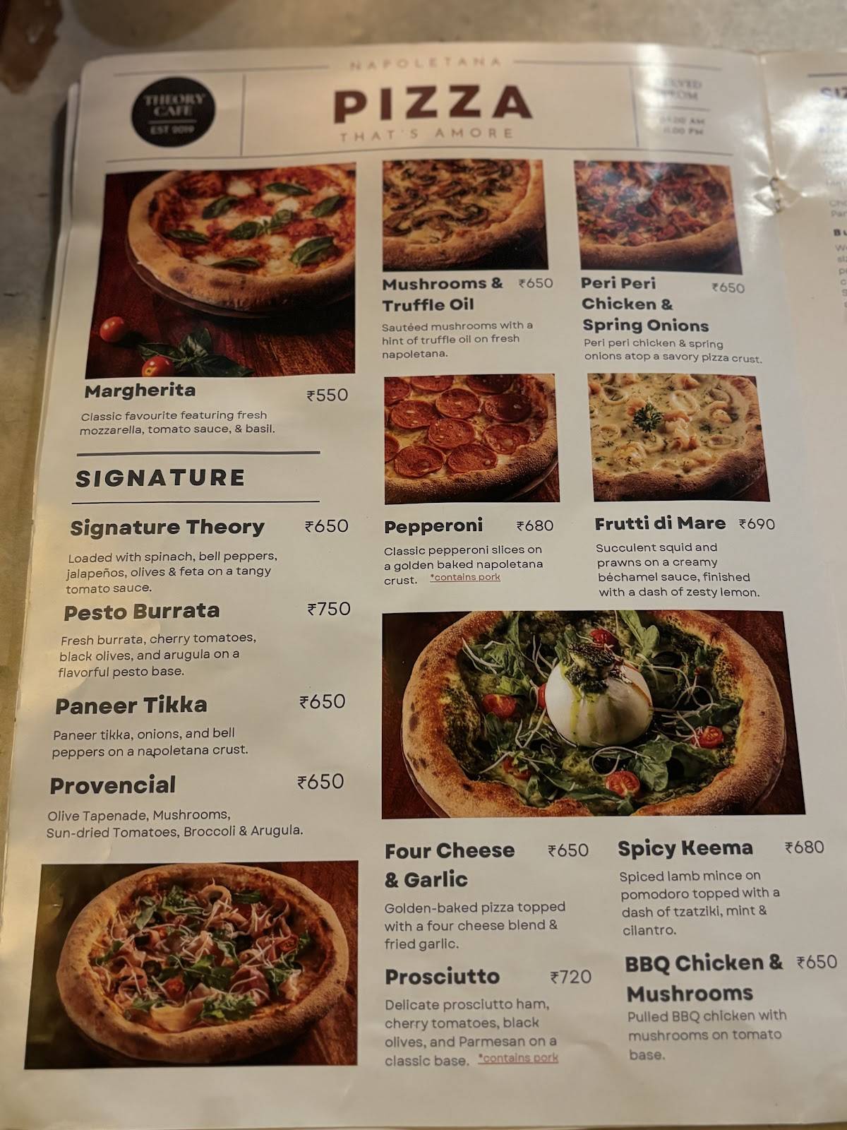 Theory Patisserie & Cafe menu