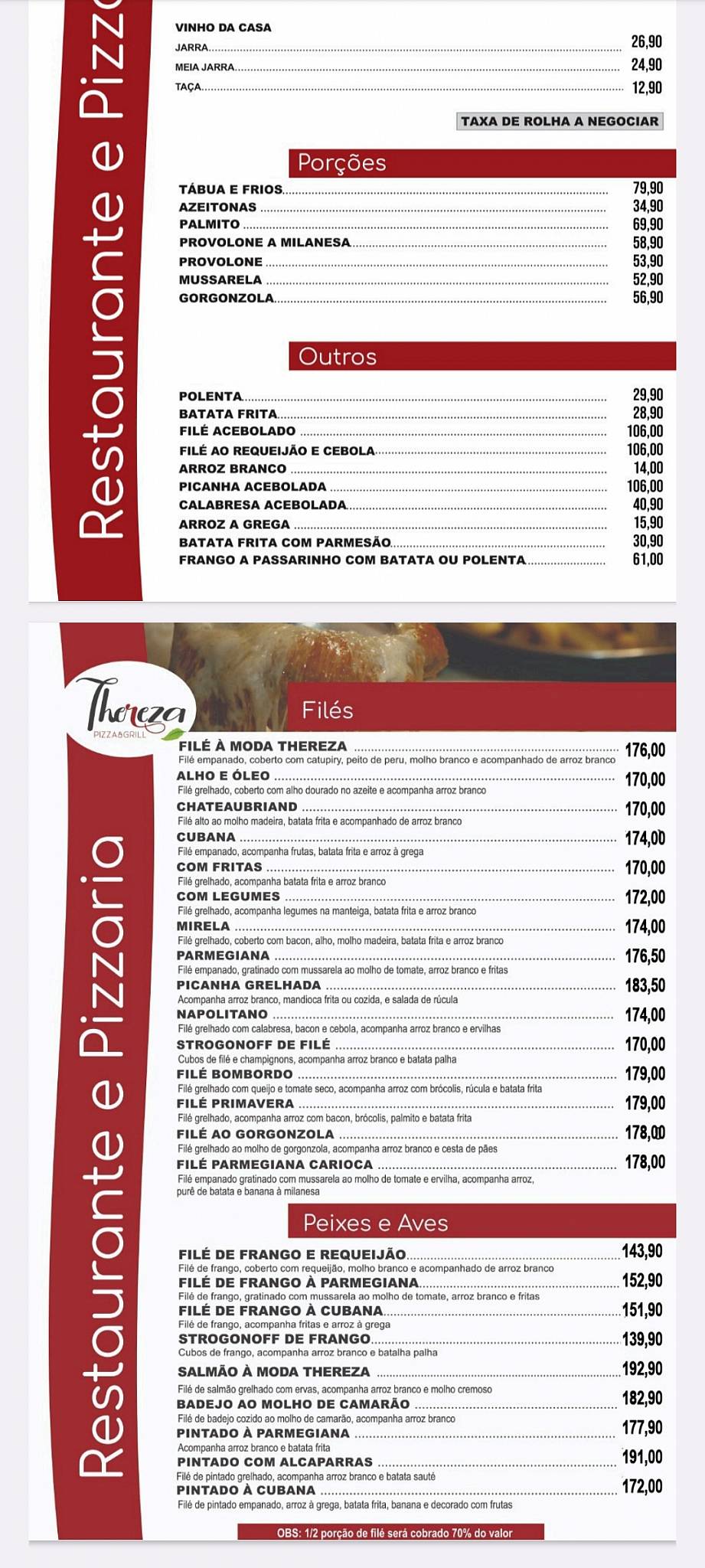 Thereza Pizza & Grill cardápio