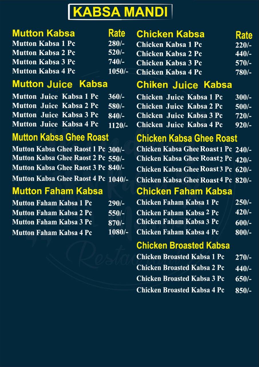 Thindam RaRa Mawa menu