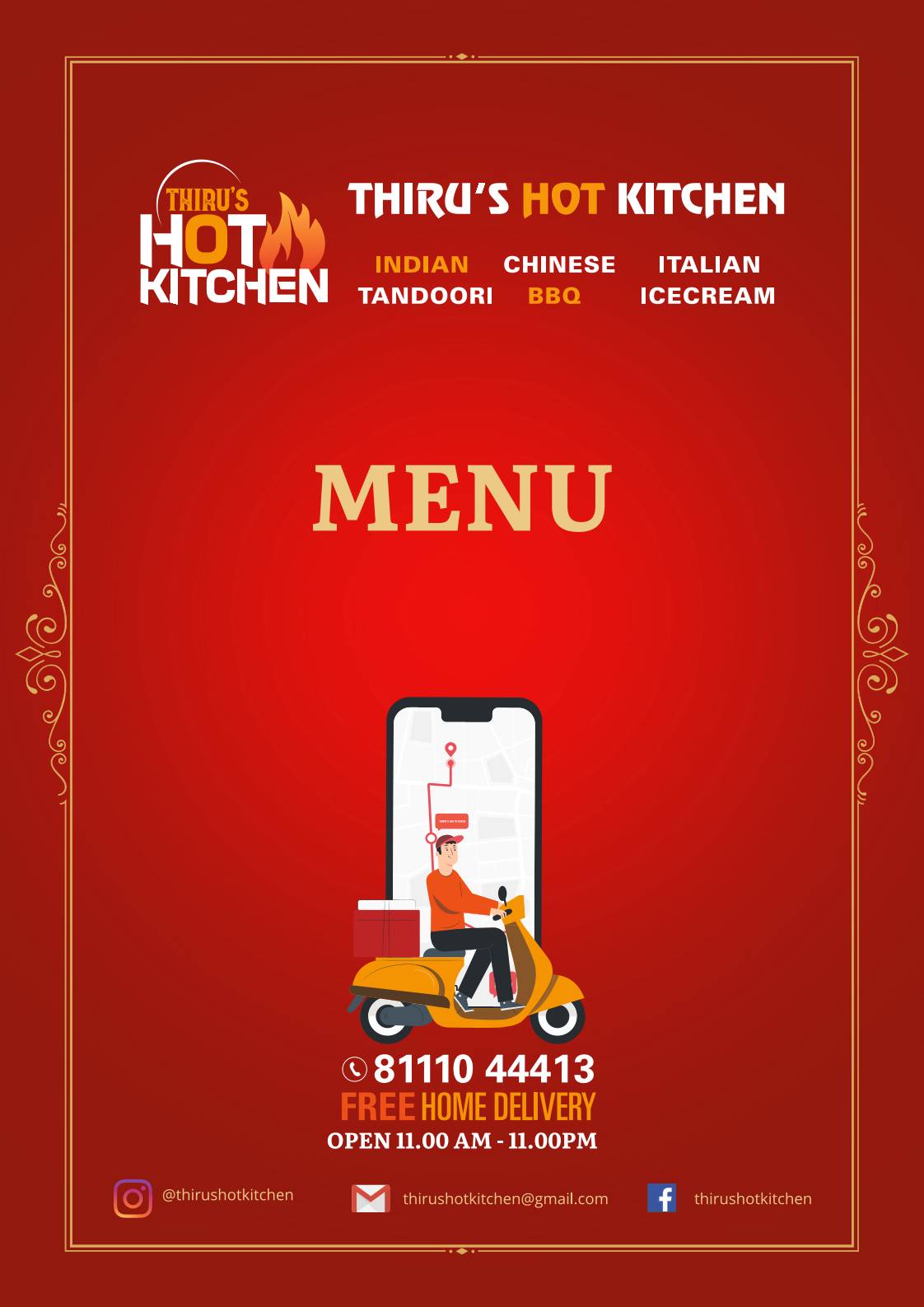 Thiru's Hot Kitchen Restaurant menu