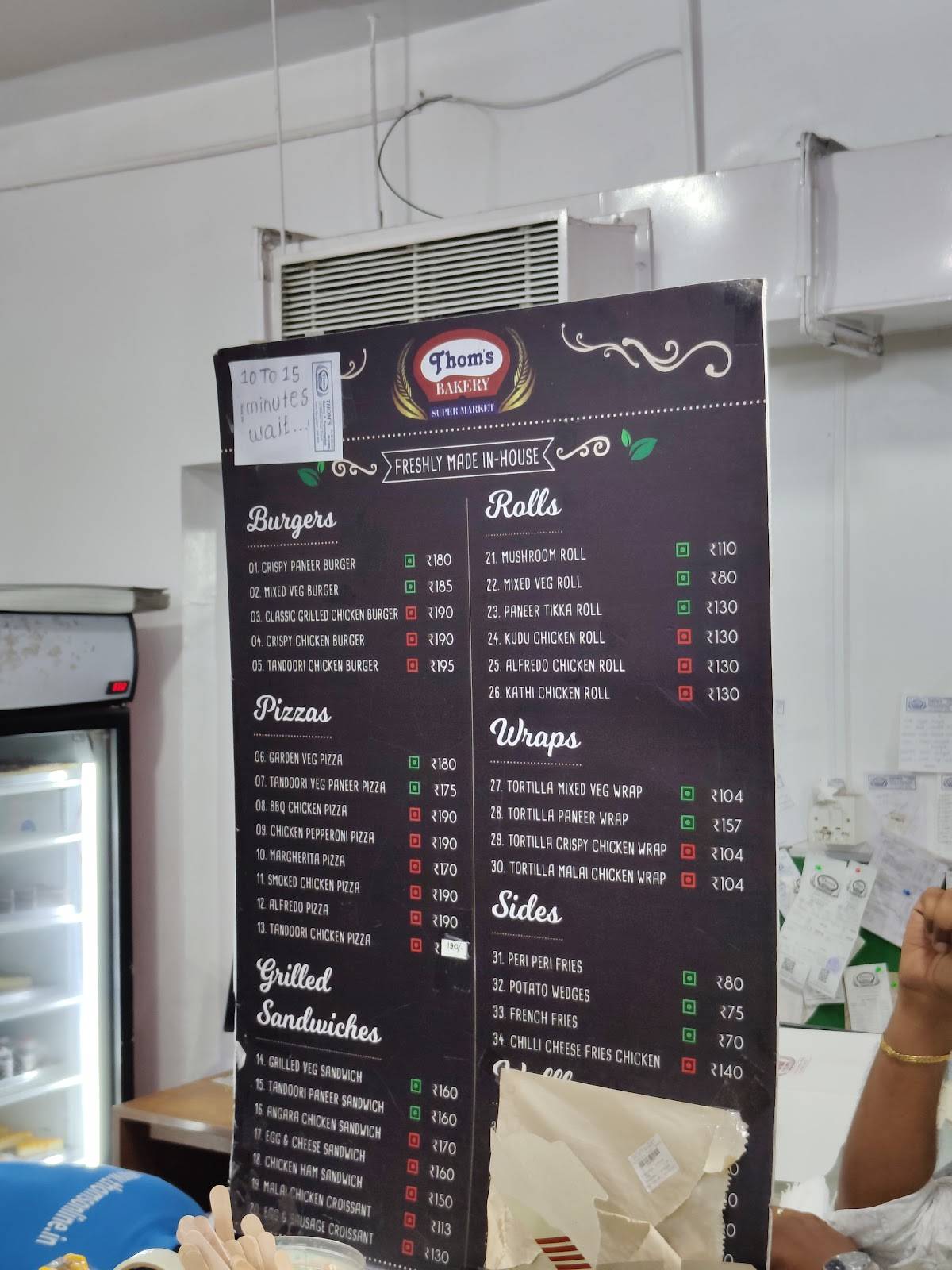 Thom's Bakery & Supermarket menu