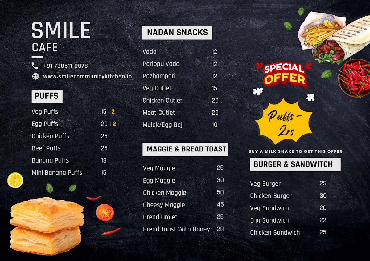 Smile Community Kitchen Smile Music & Food Cafe menu