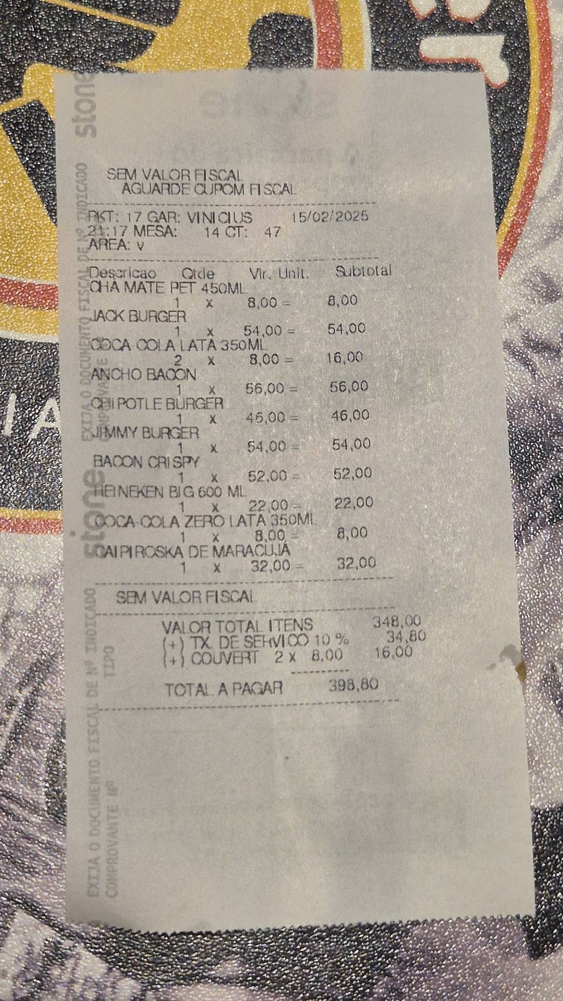 Tico's Burger cardápio