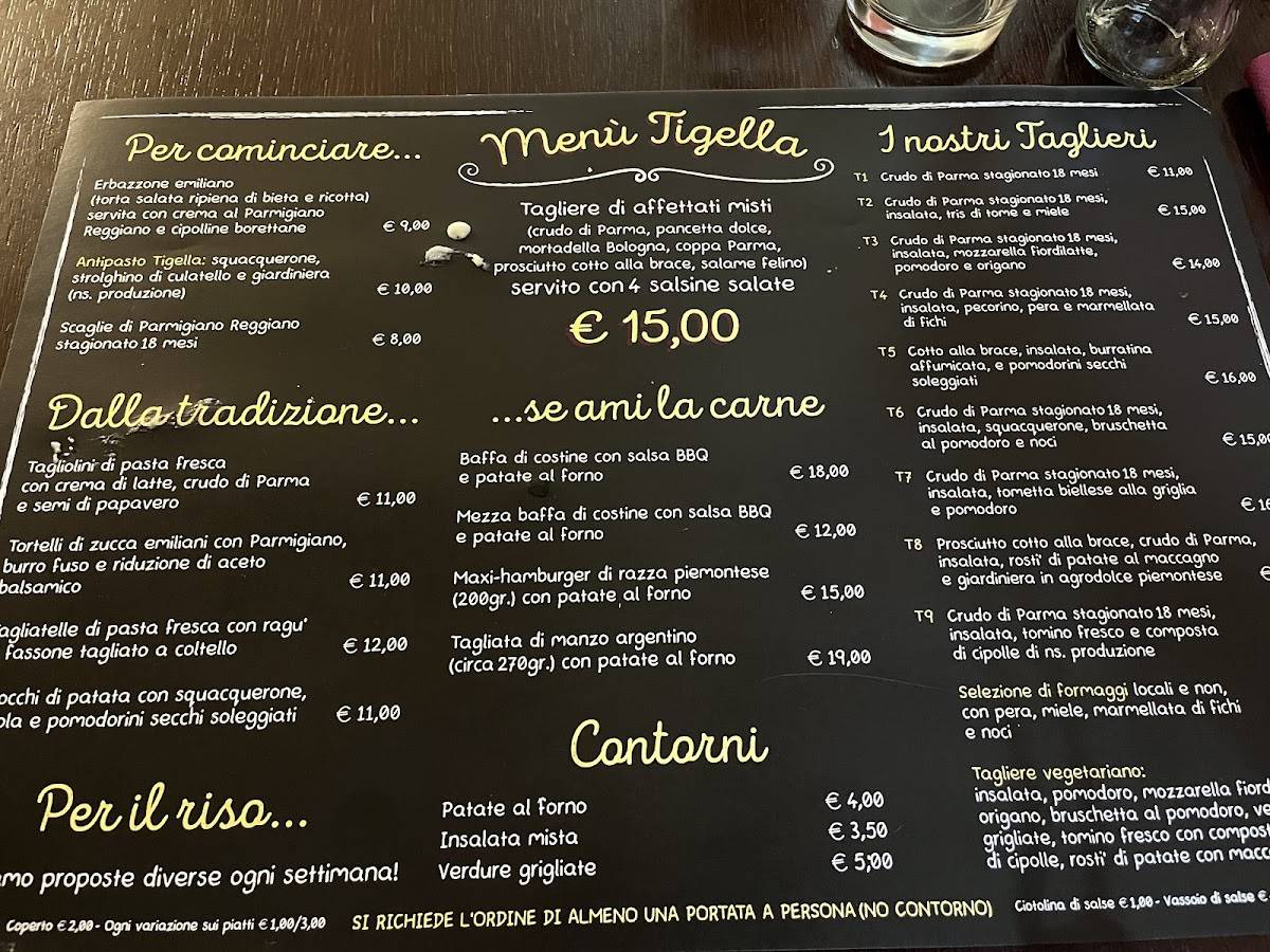 Menu di Tigella Biella 