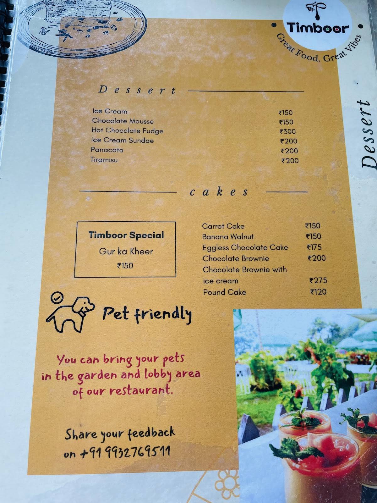 Timboor on The Trail menu