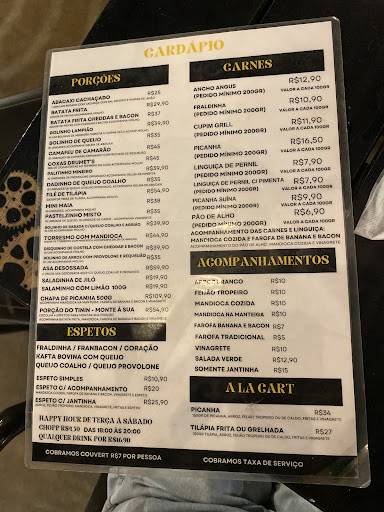 Tinin's Espetaria e Bar cardápio