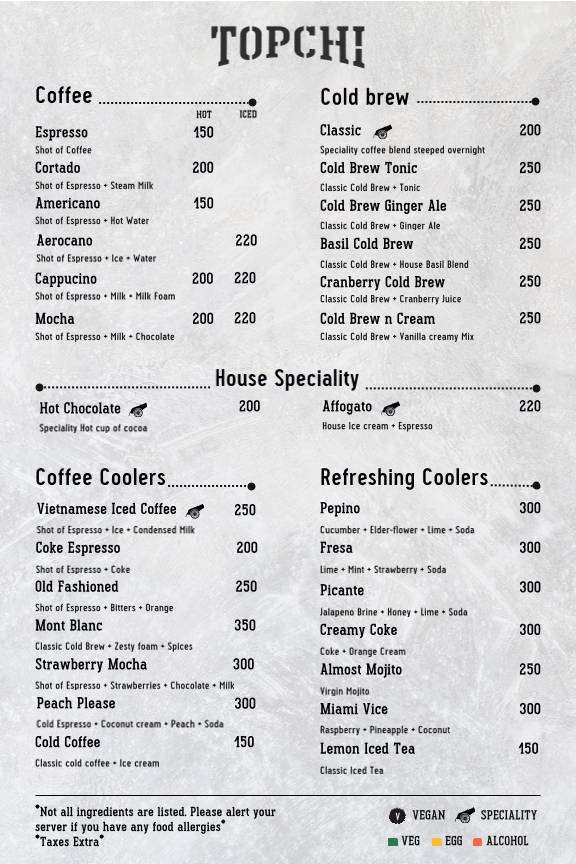 Topchi Outpost menu
