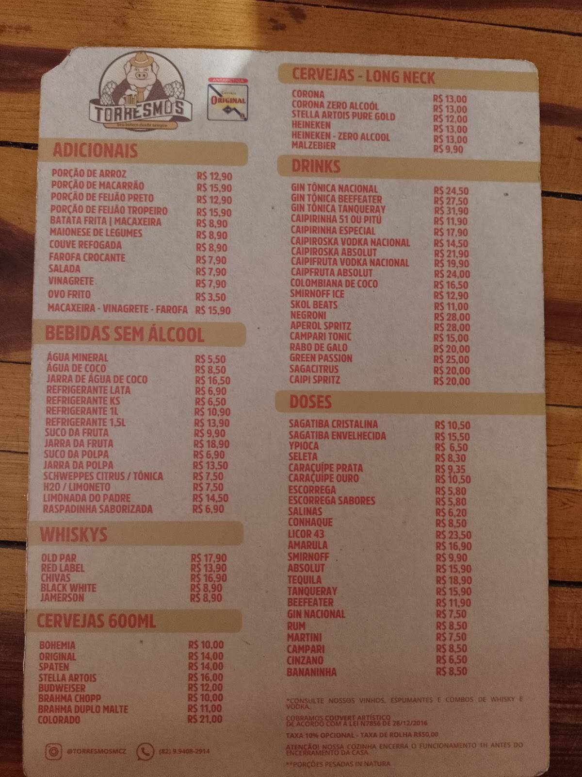 Torresmos Bar e Petiscaria cardápio