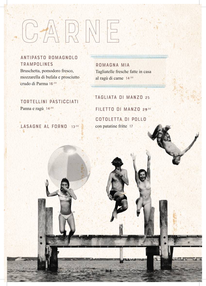 Menu di Trampolines Cucina di mare, ristoratori dal 1963 