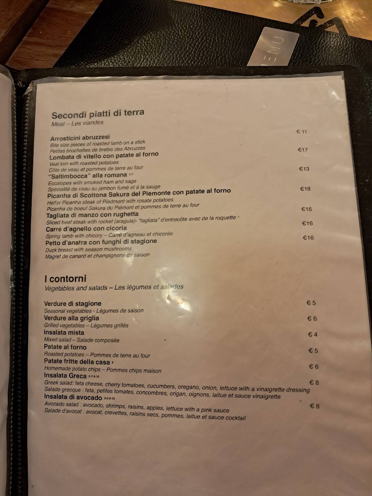 Menu di Trattoria Al Gran Sasso 