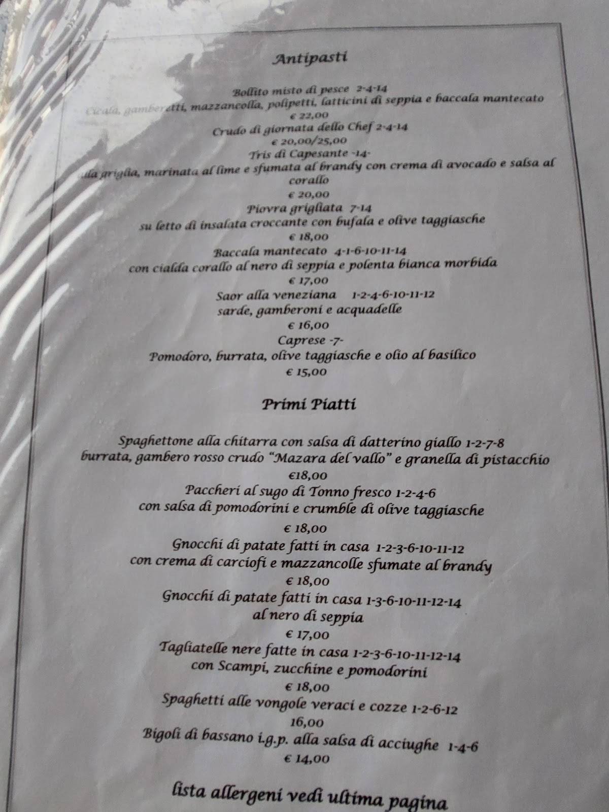 Menu di Trattoria Altanella 