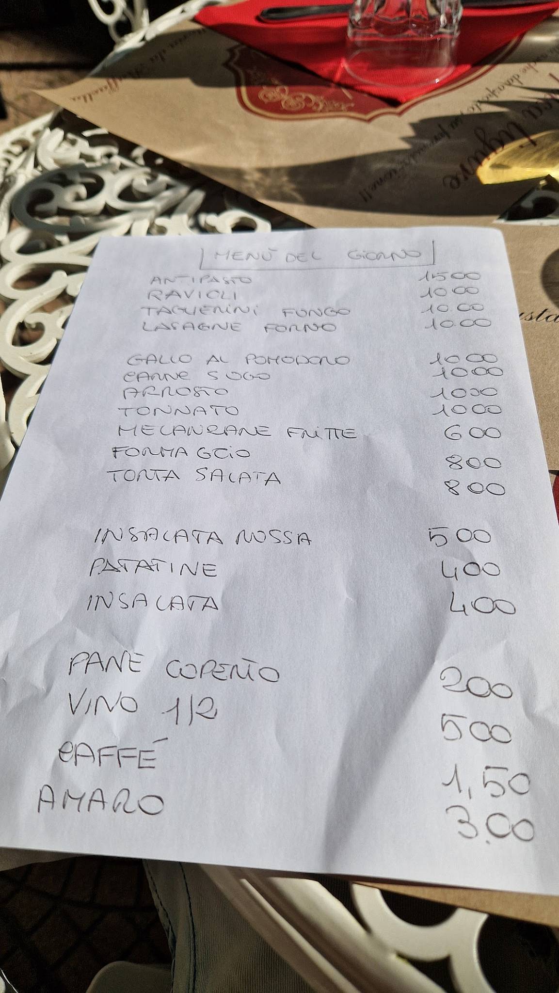 Menu di Trattoria Da Raffaella 