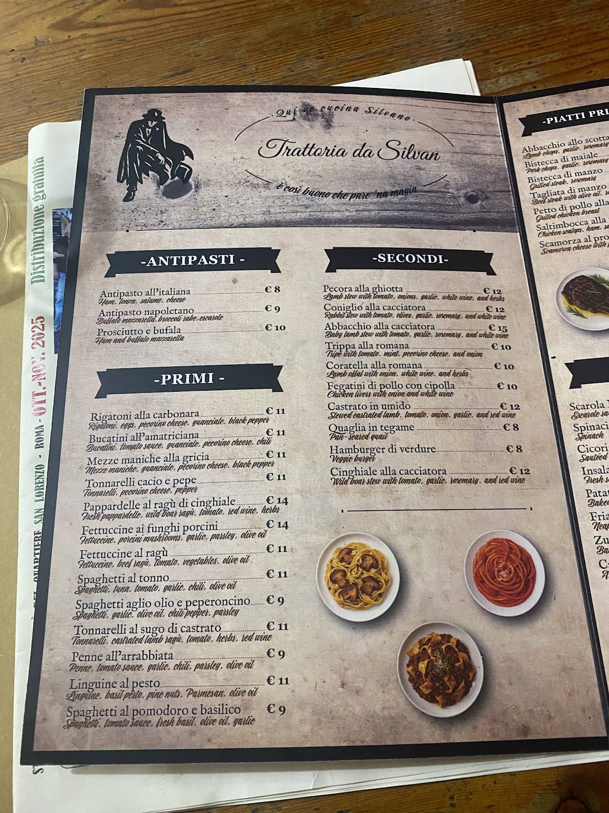 Menu di Trattoria Da Silvan 