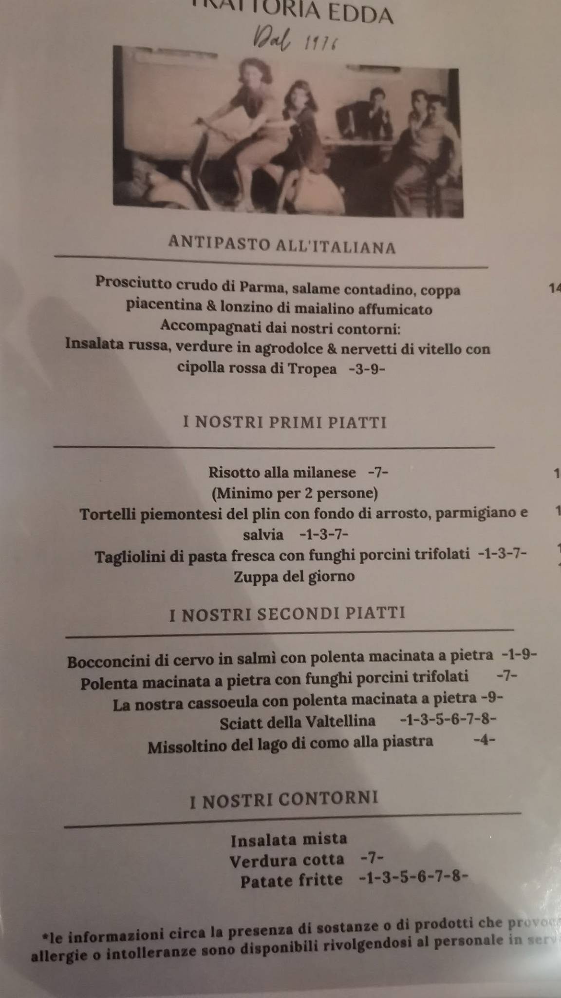 Menu di Trattoria Edda 