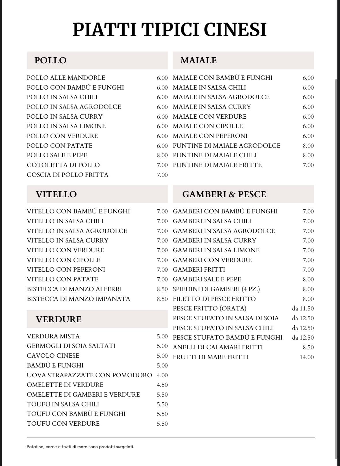 Menu di Trattoria Giada 