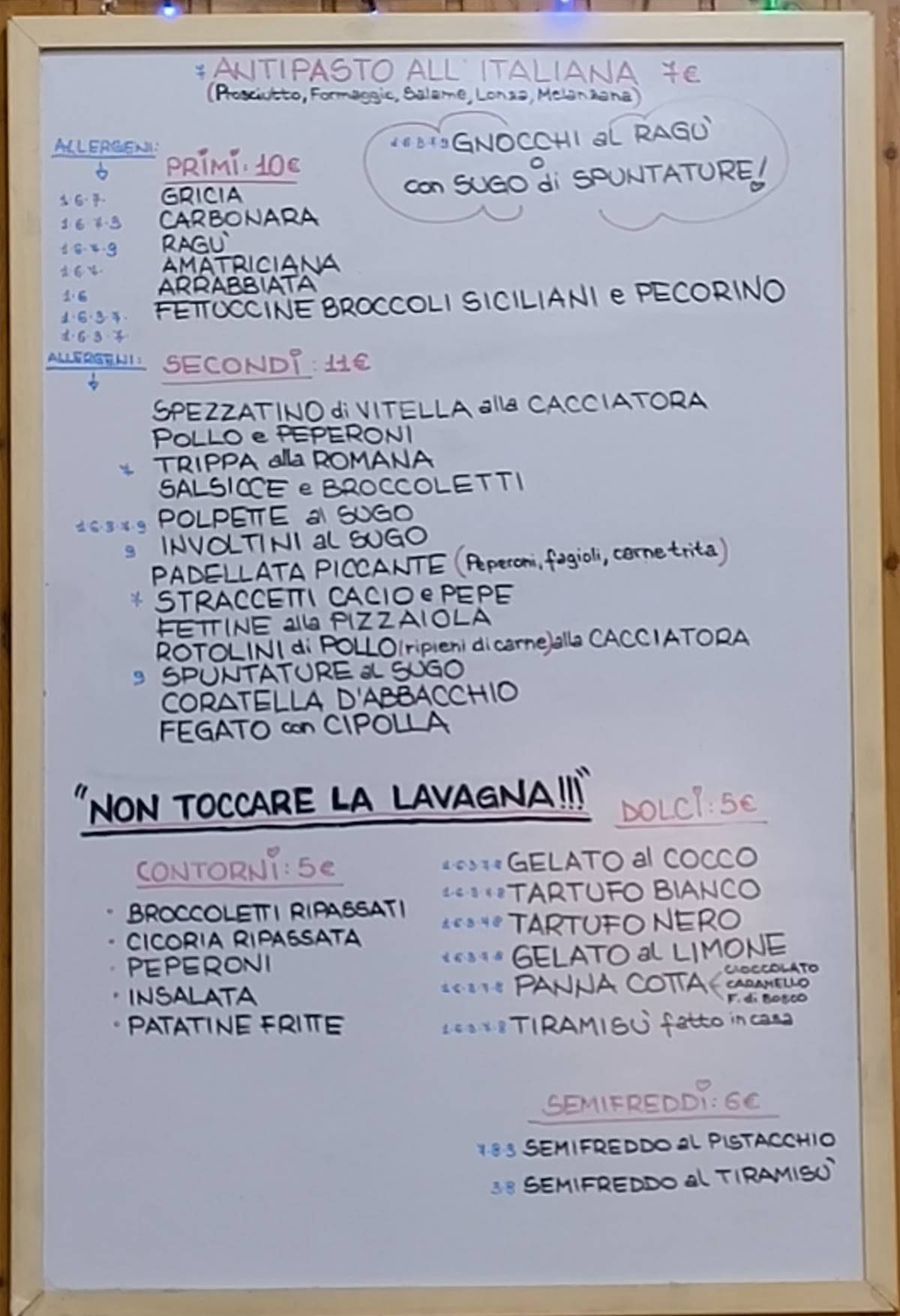 Menu di Trattoria La Rustica 