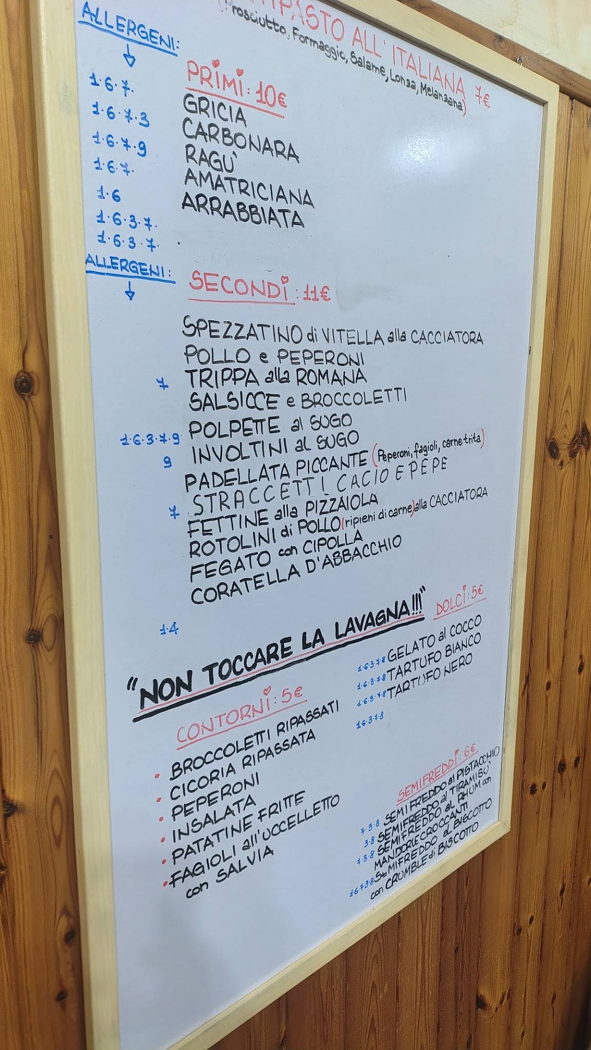 Menu di Trattoria La Rustica 