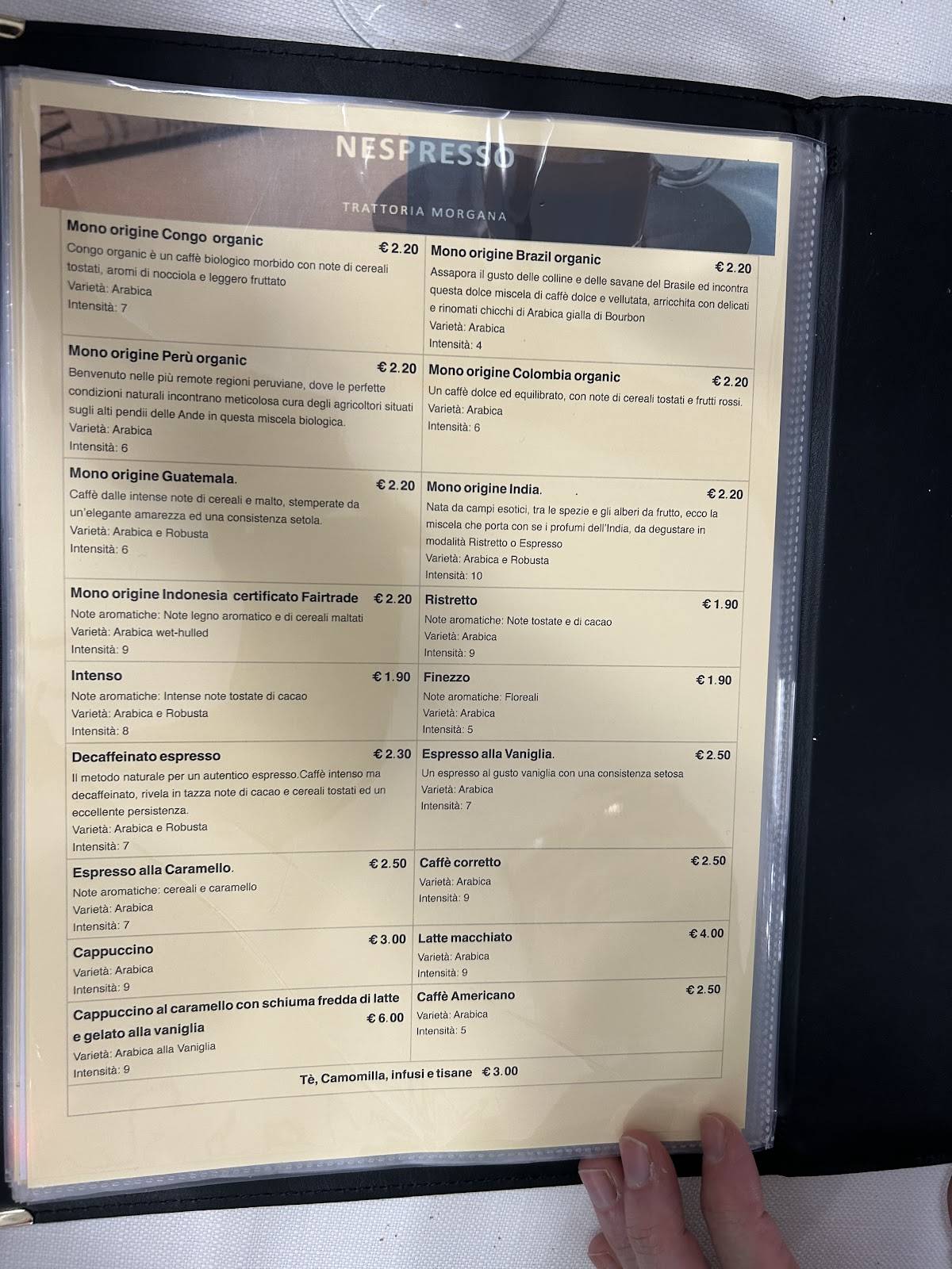 Menu di Trattoria Morgana 