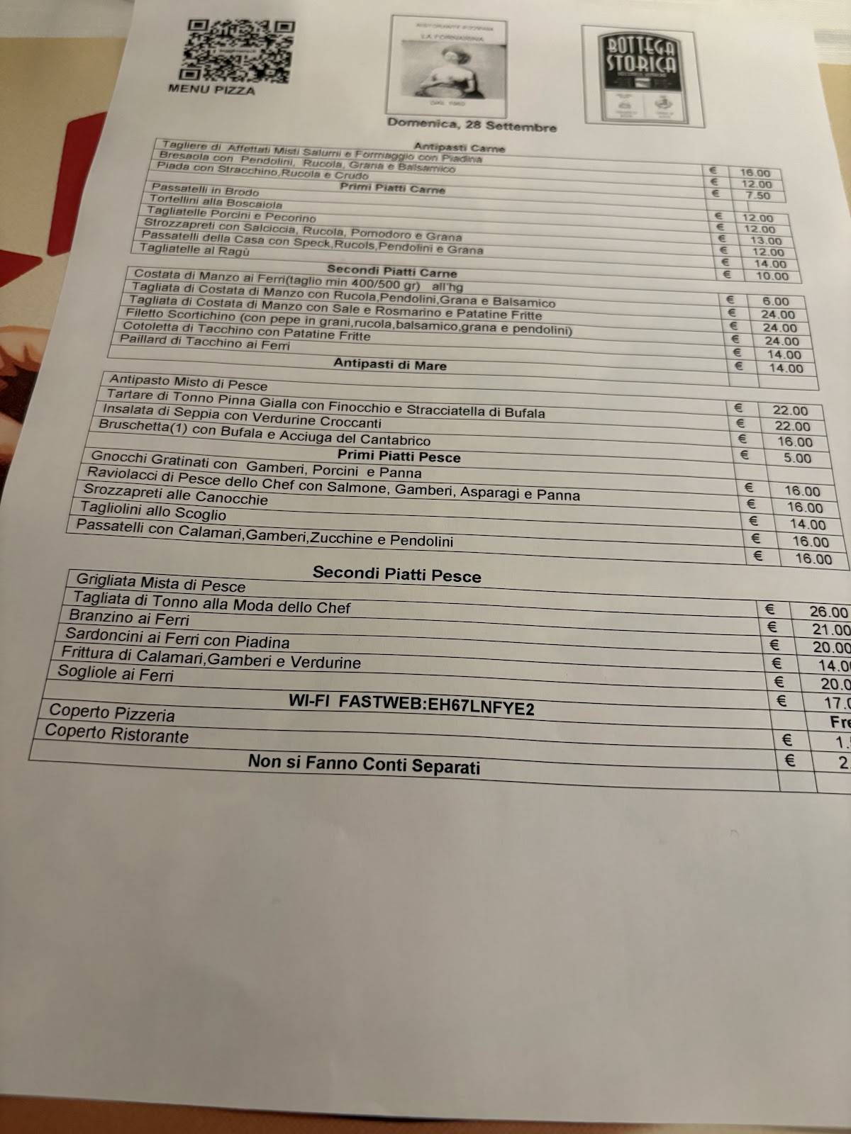 Menu di Trattoria San Giovanni 