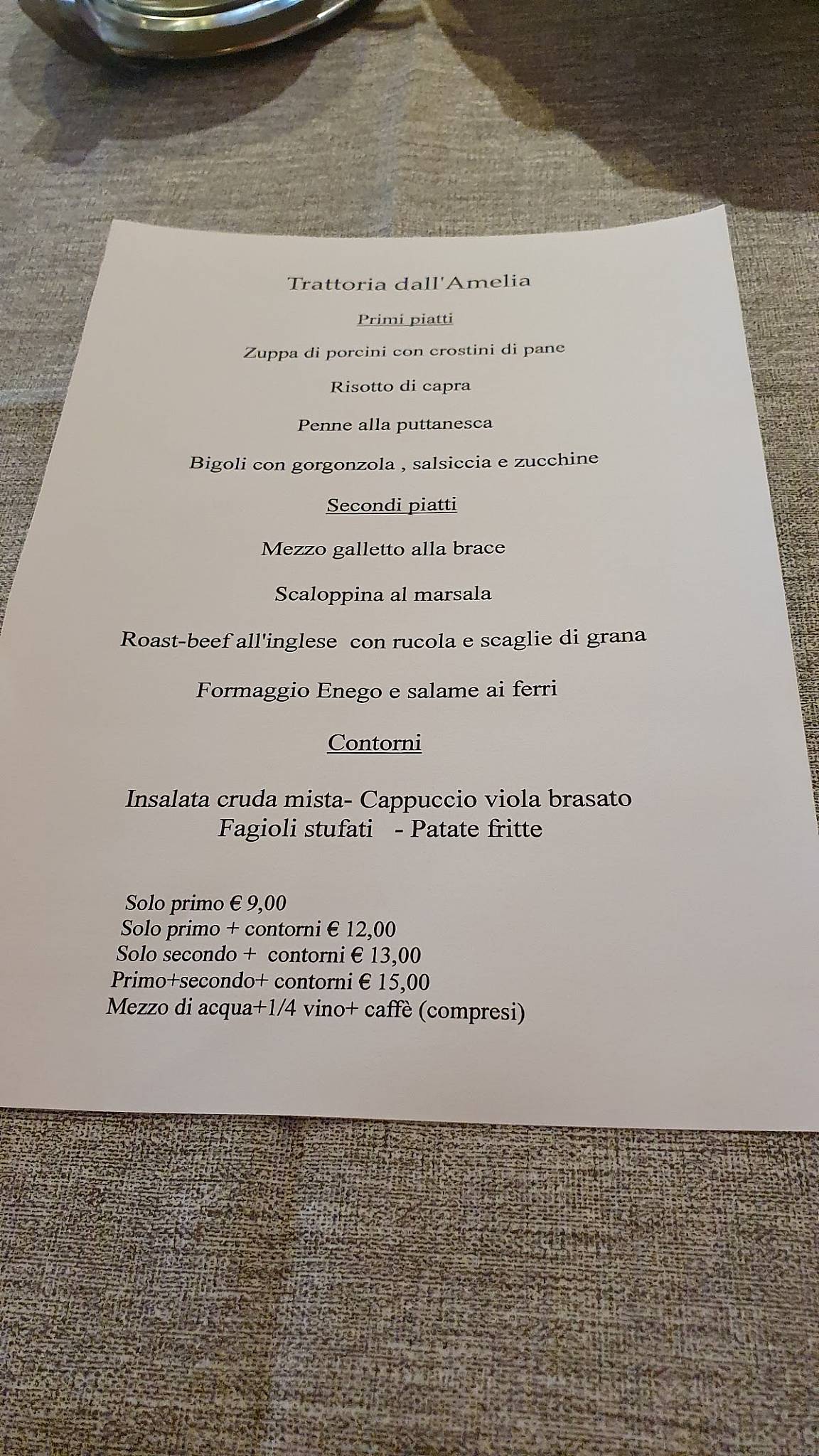 Menu di Trattoria dall'Amelia 