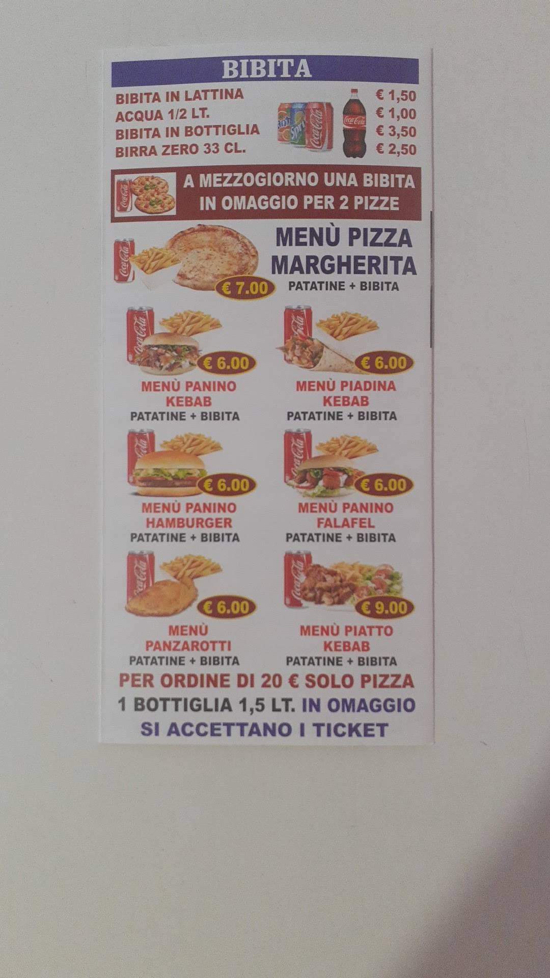 Menu di Pizzeria Tripoli Kebab 