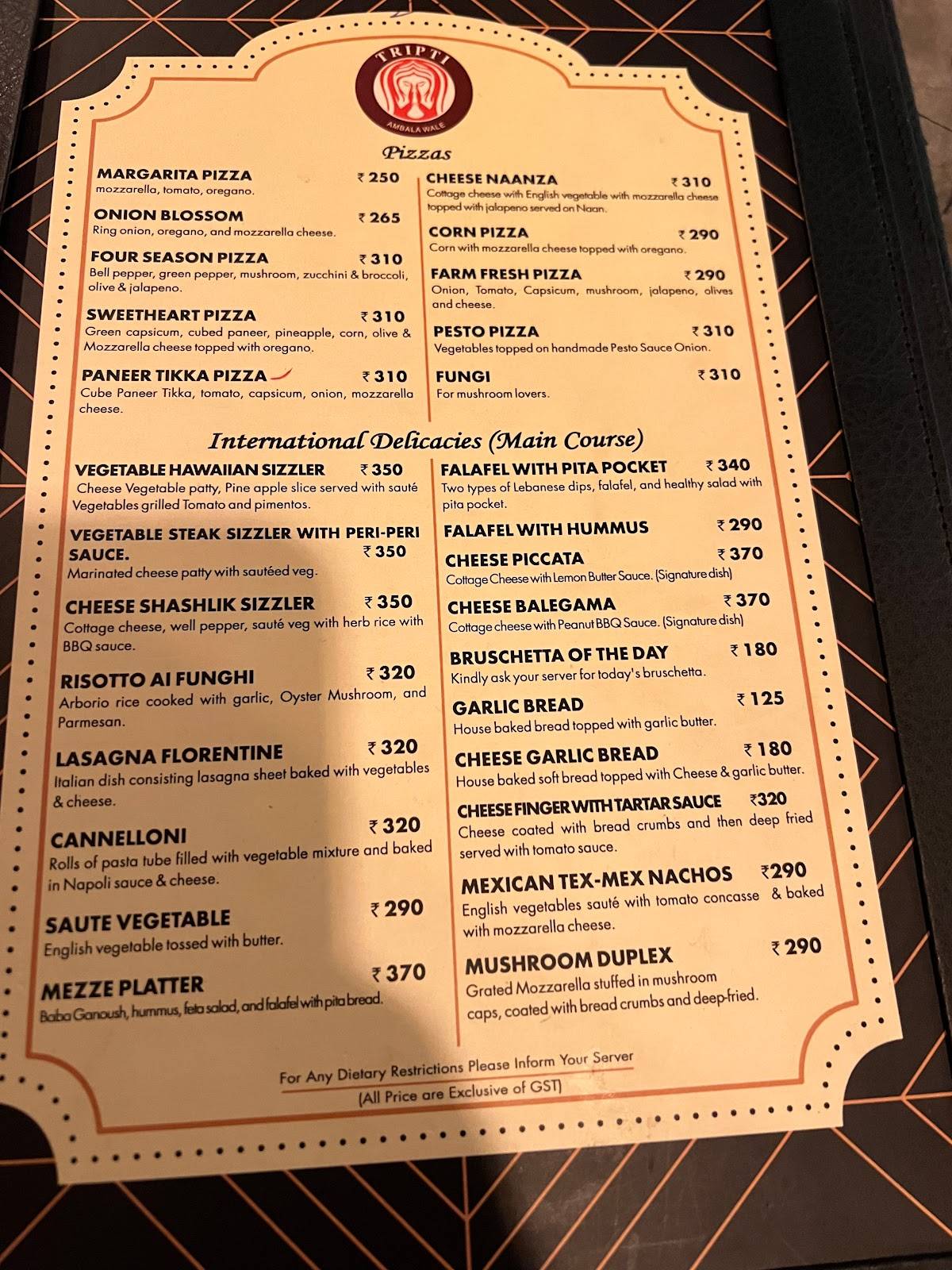 Tripti Foods - Ambala Wale menu