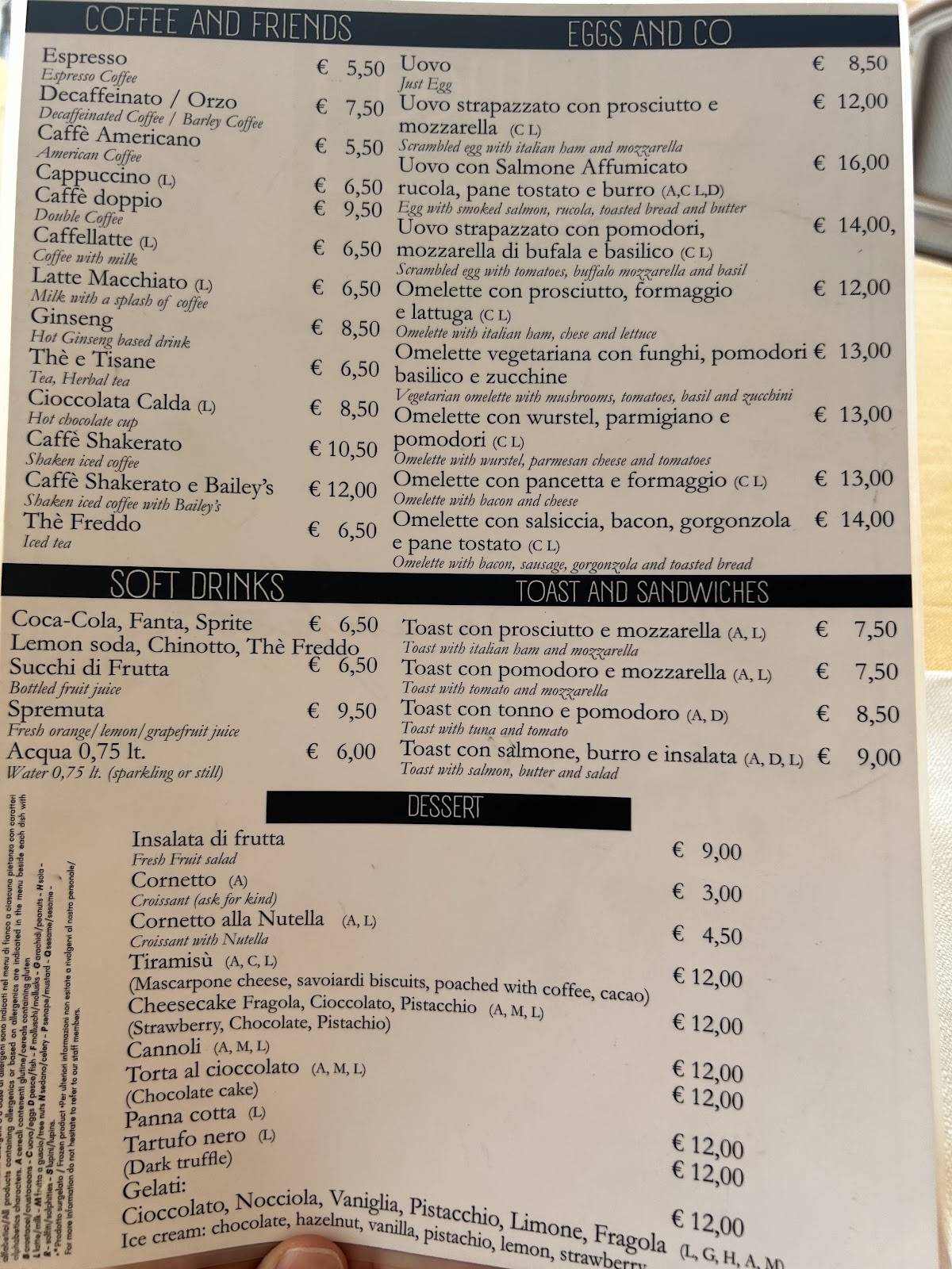 Menu de Tucci