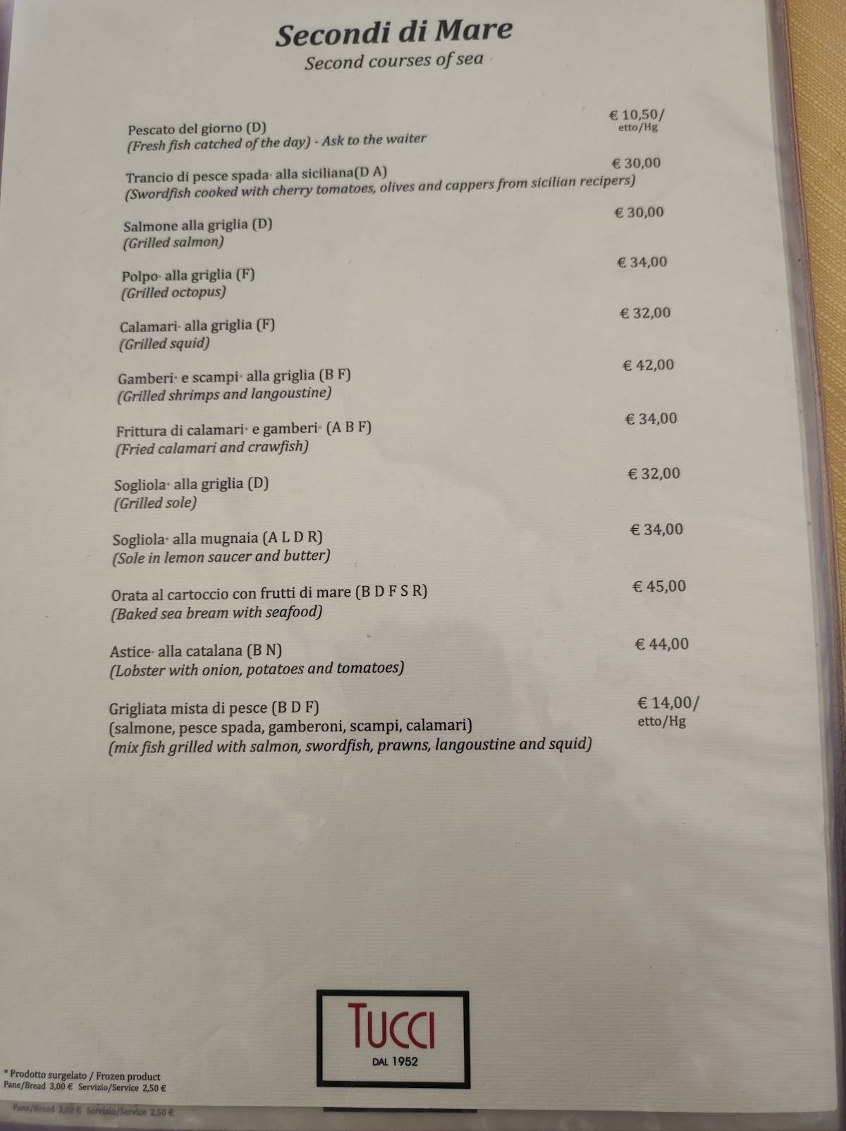 Menu di Tucci 