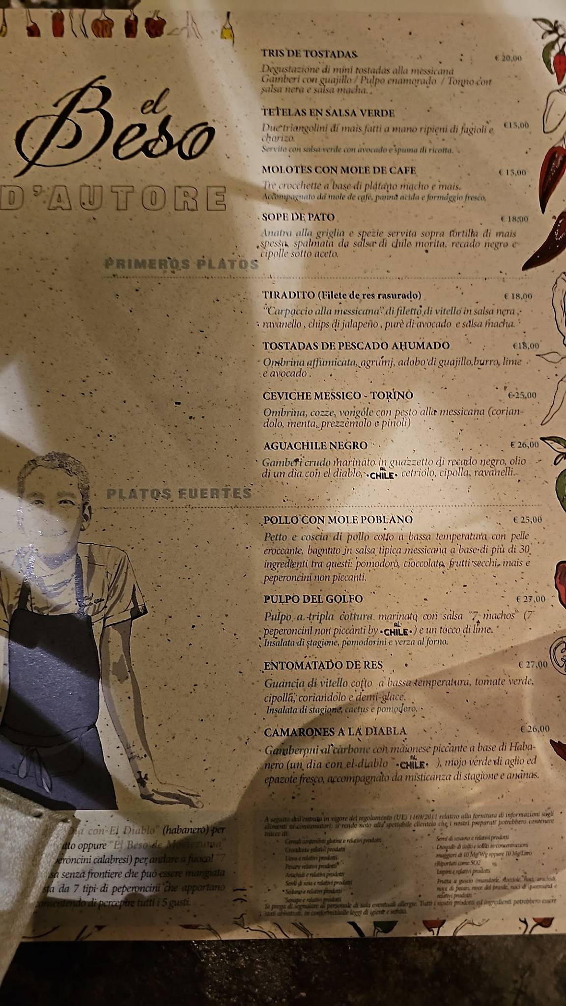 Menu di El Beso 