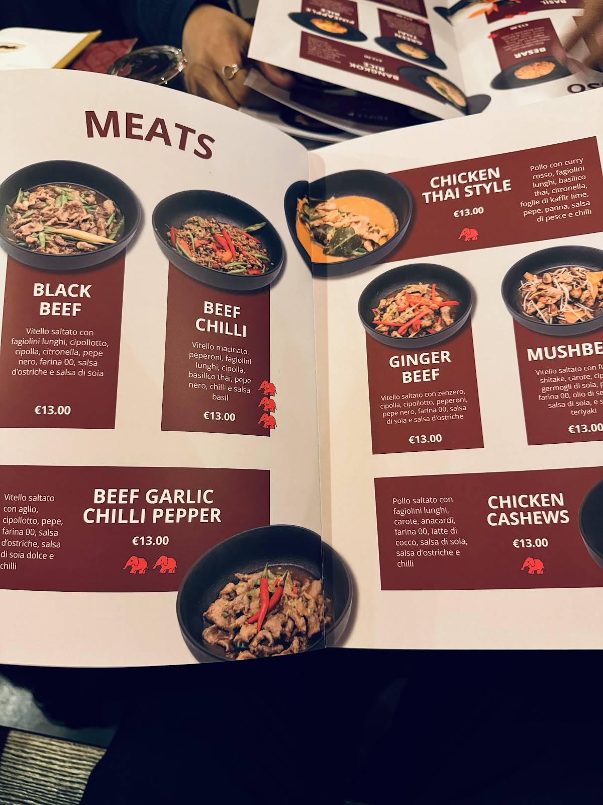 Menu de Mai Thai