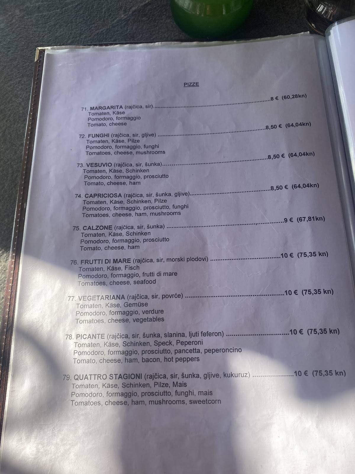 Menu di U. O. “Stara Pošta” Novi Vinodolski 
