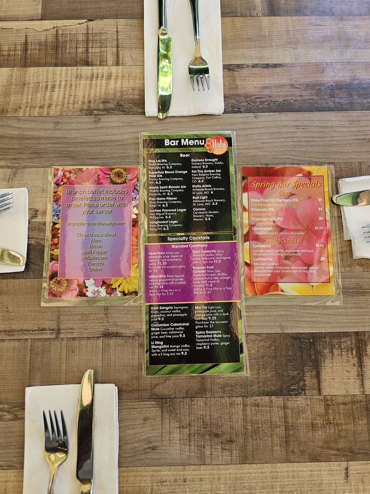 Menu at Uahi Island Grill restaurant, Kailua, 33 Aulike St