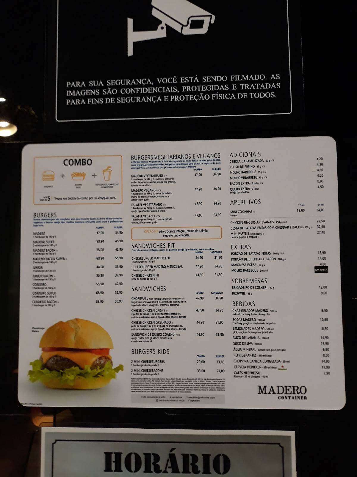 Madero Container Shopping Uberaba cardápio