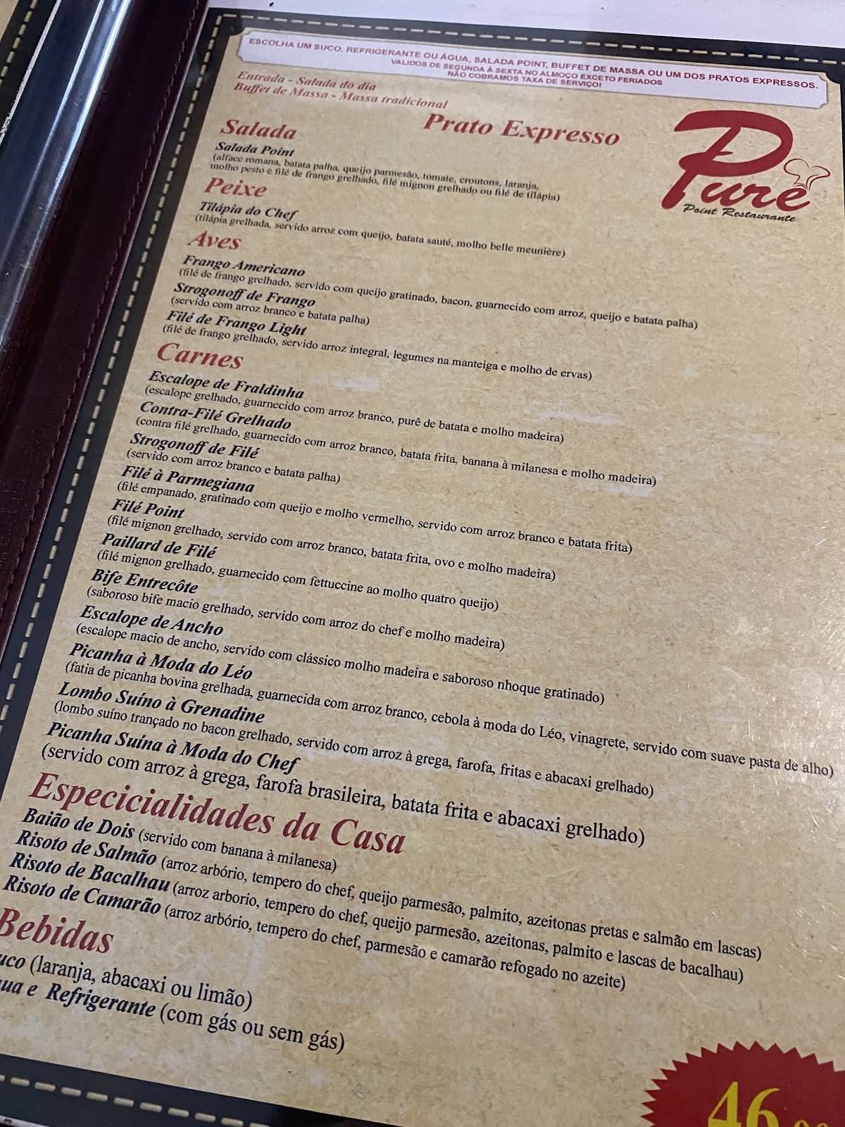 Purê Point Restaurante cardápio