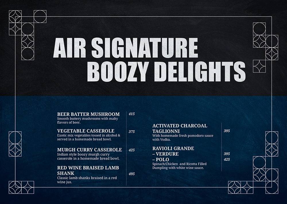 AIR, jüSTa Sajjangarh menu
