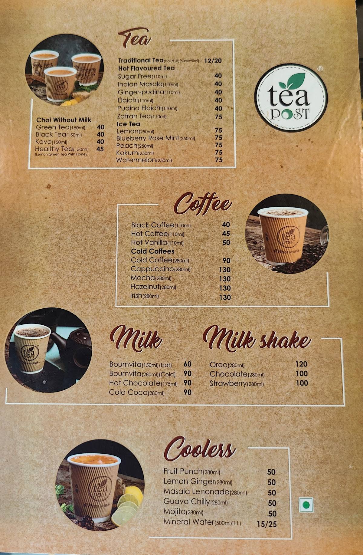 Tea Post menu