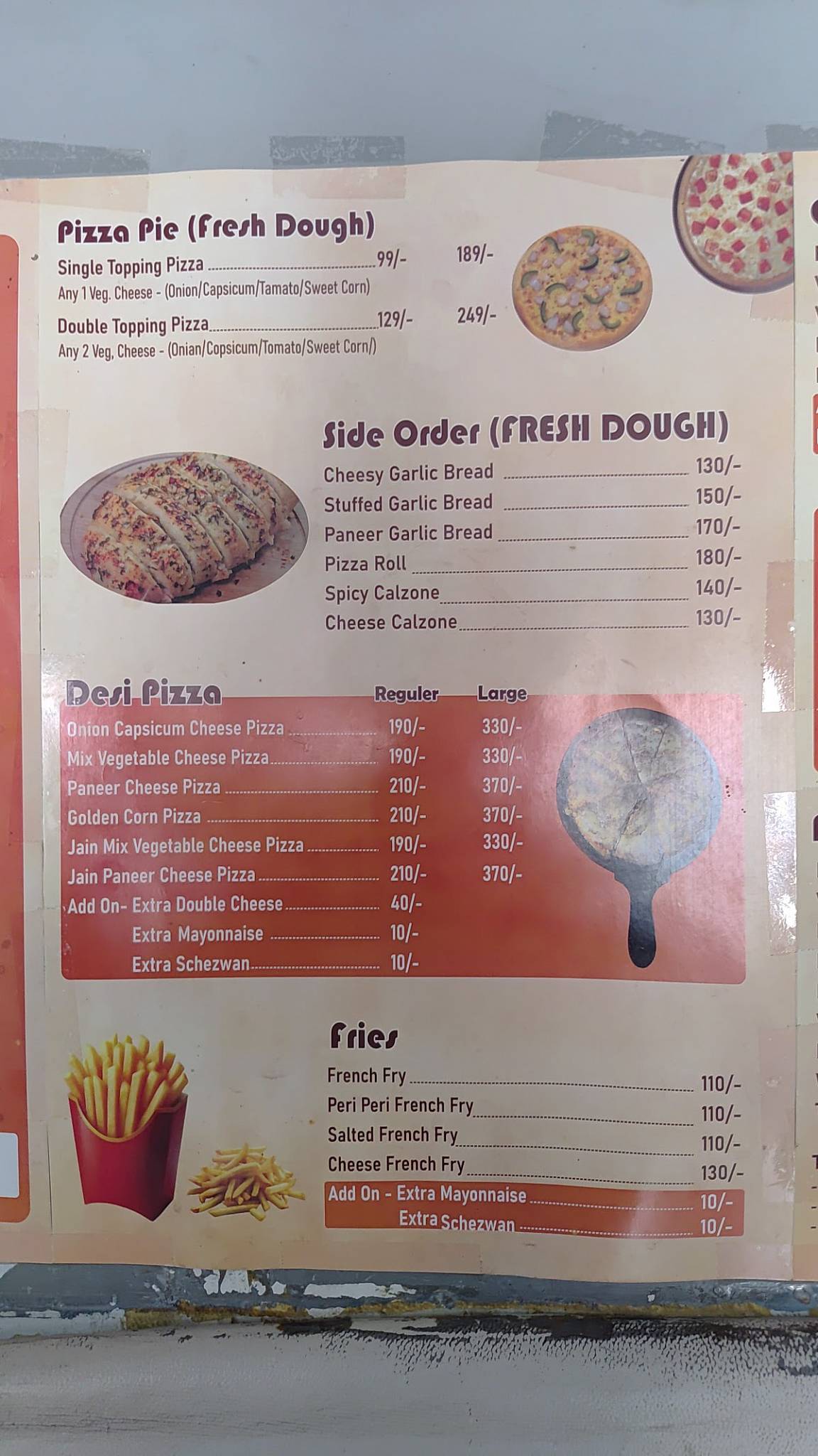 Uncle pizza menu