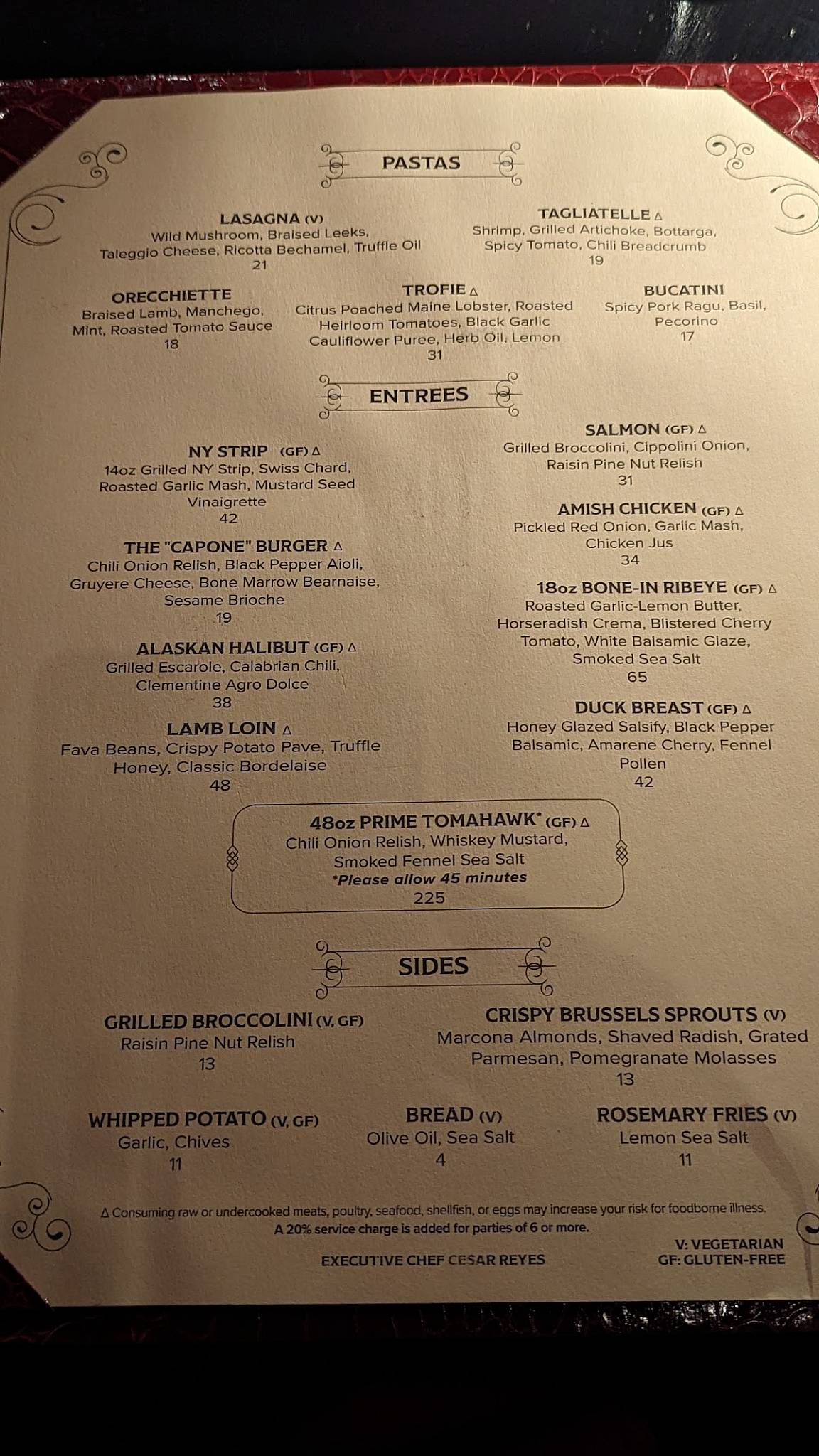 Menu at Untitled Supper Club, Chicago