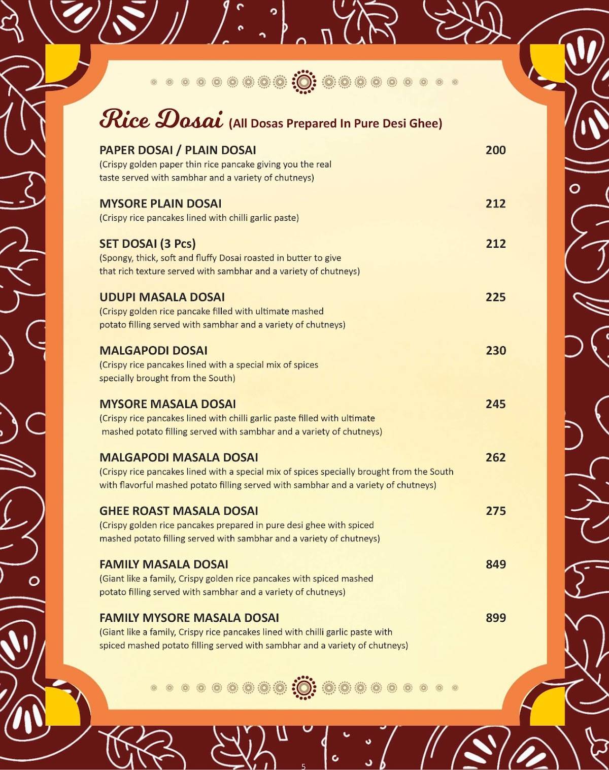 VYANJANAM menu