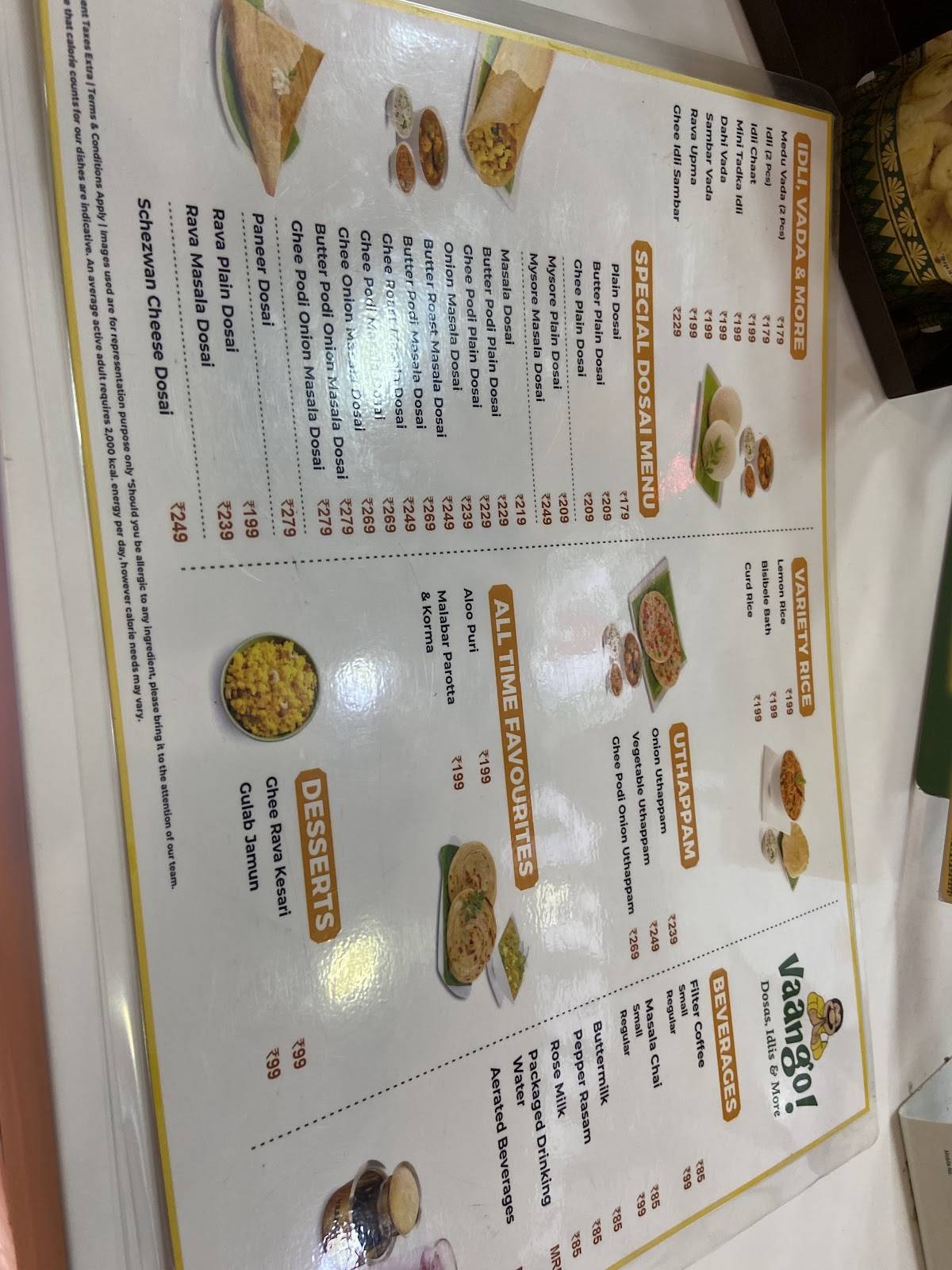 Vaango , DLF Mall Of India - Top South India Restaurant in Noida menu