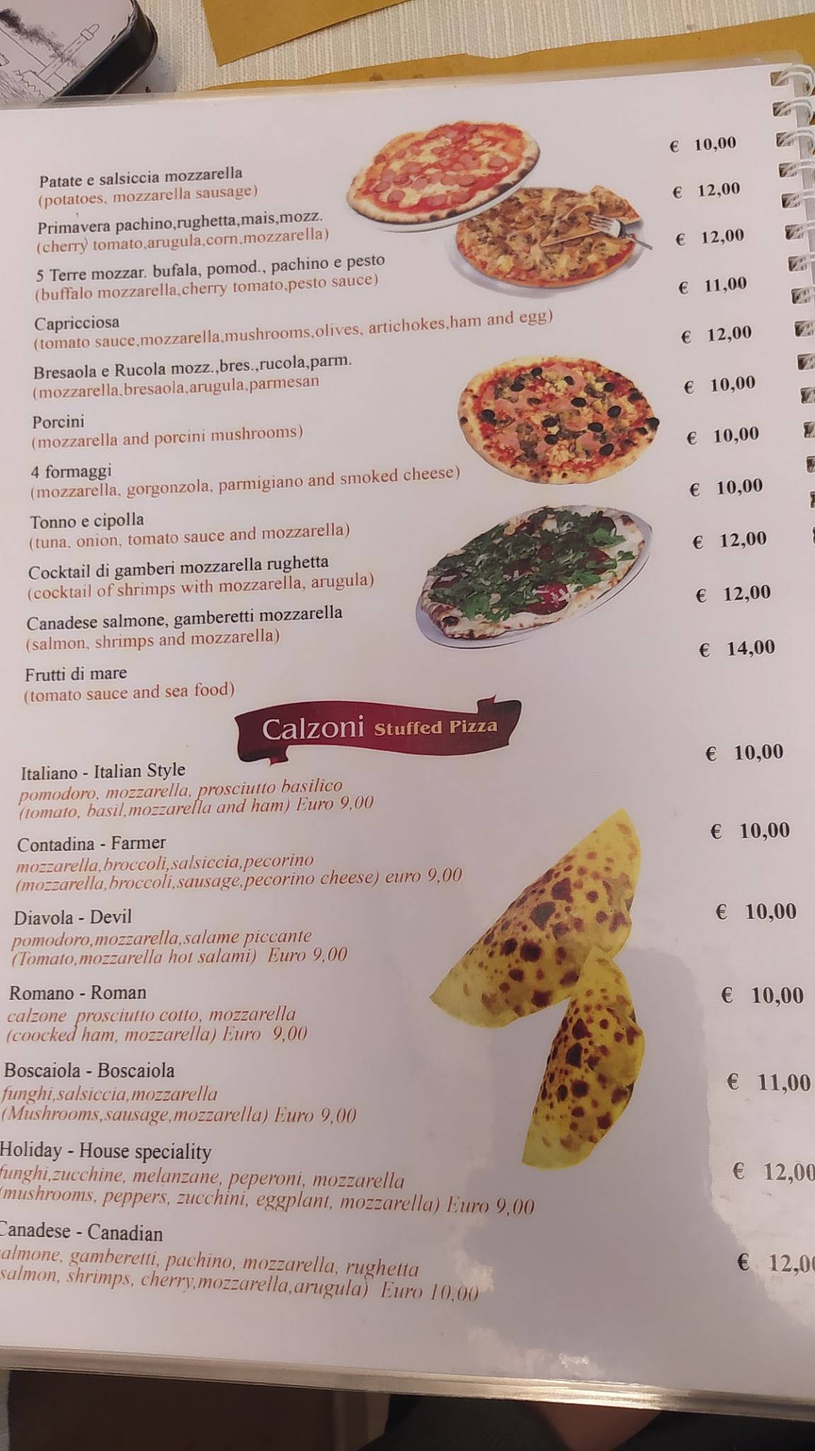 Menu di Vacanza Cucina typical romana 