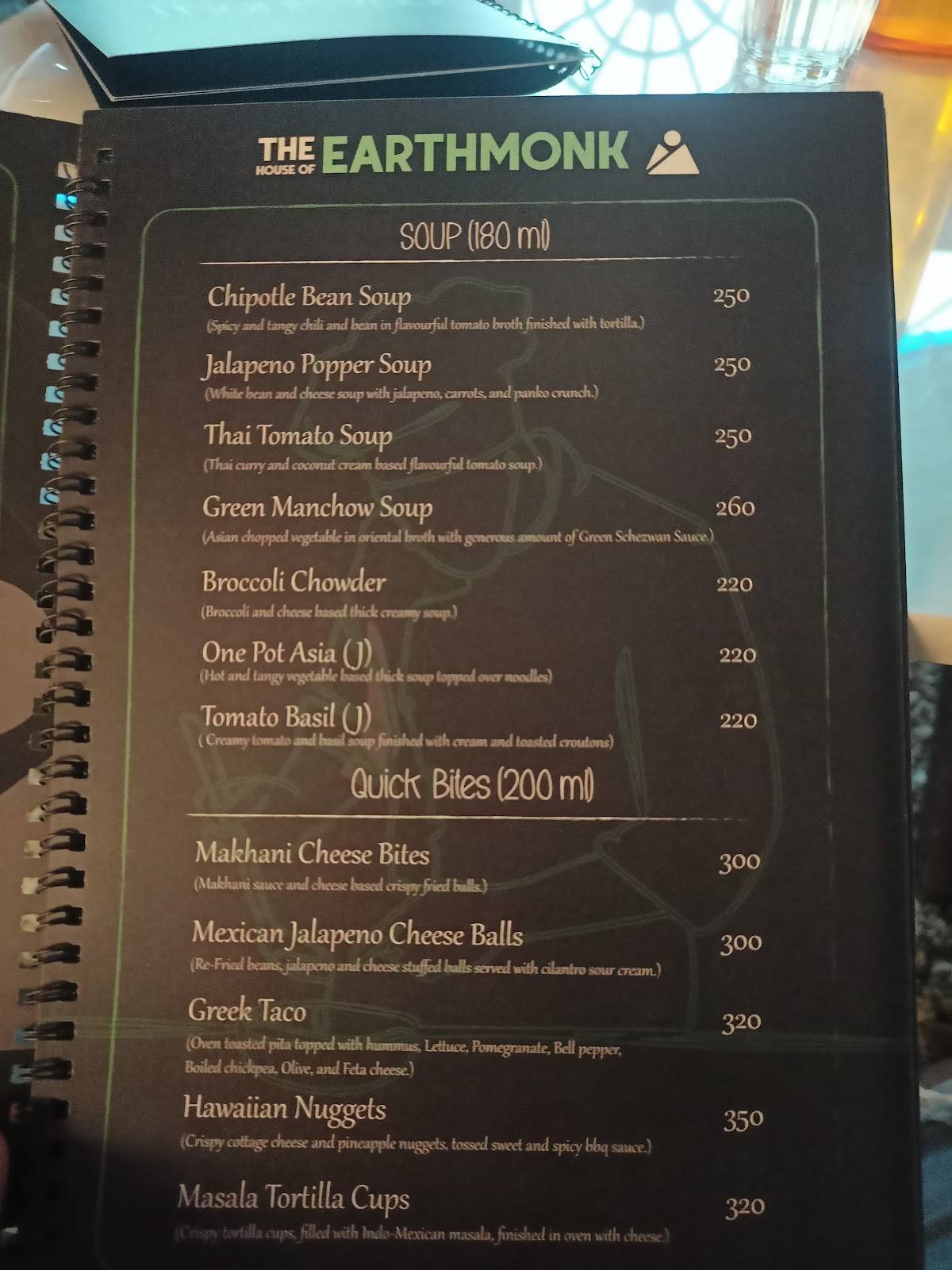 The House of Earthmonk menu