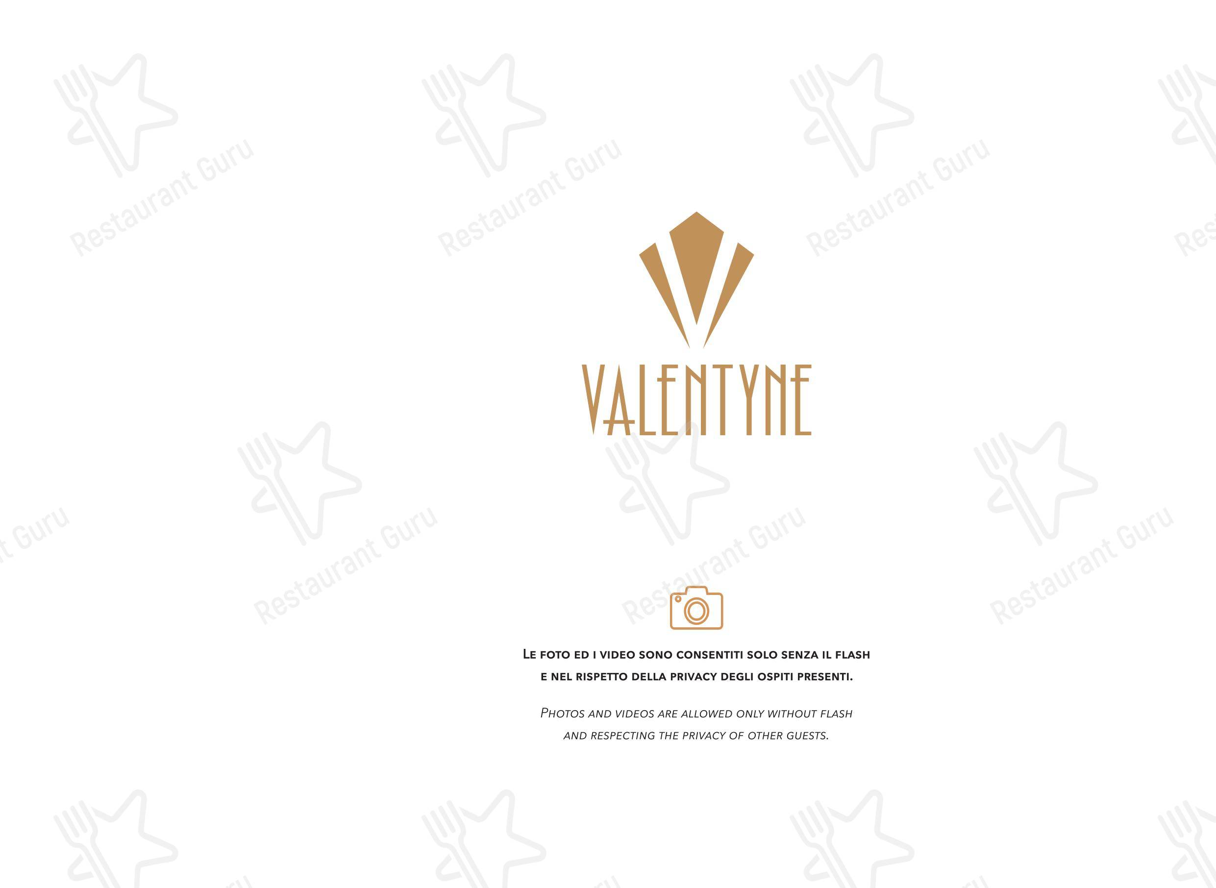 Menu bar per Valentyne Restaurant & Club in Roma