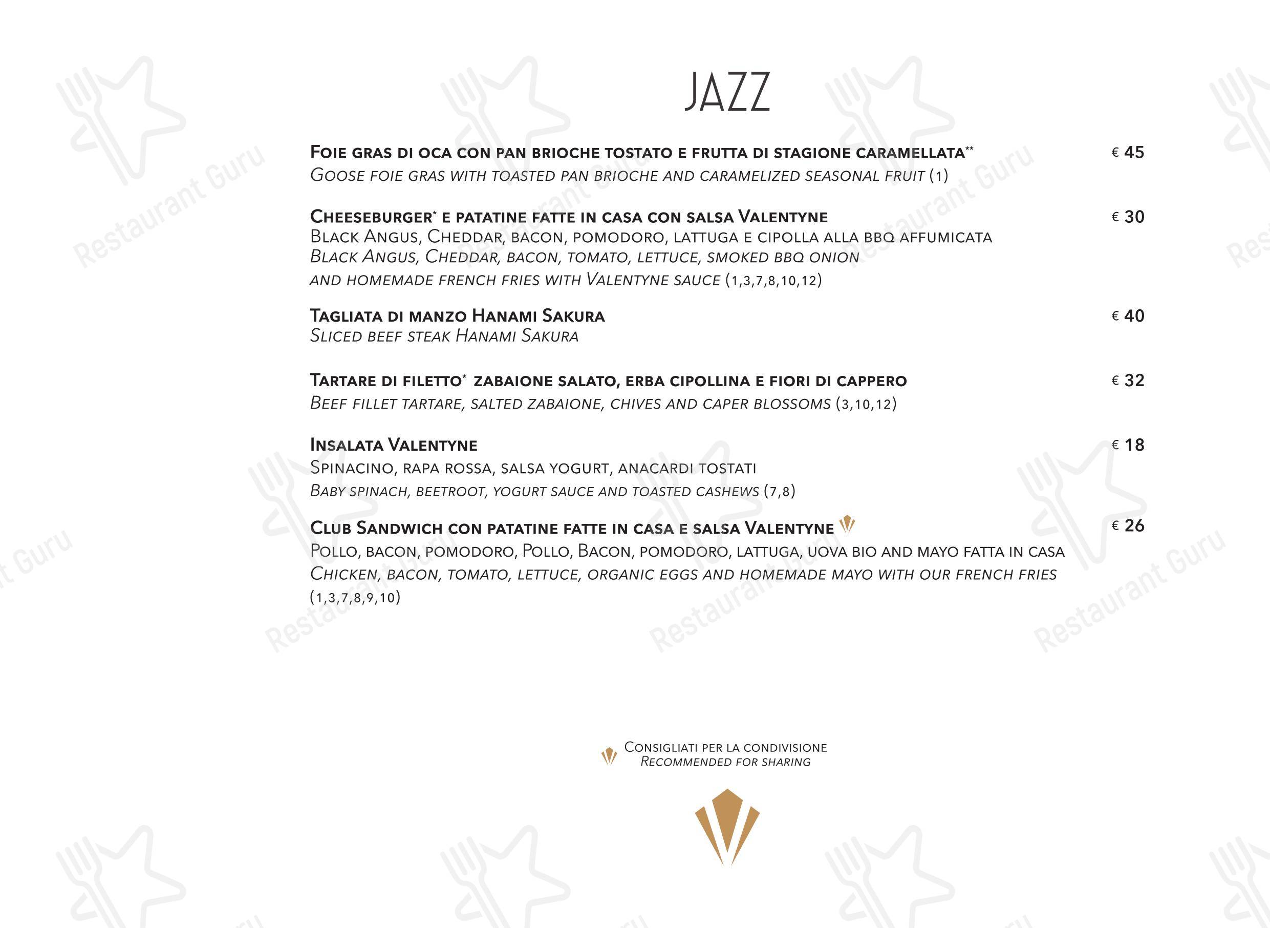 Menu per Valentyne Restaurant & Club ristorante