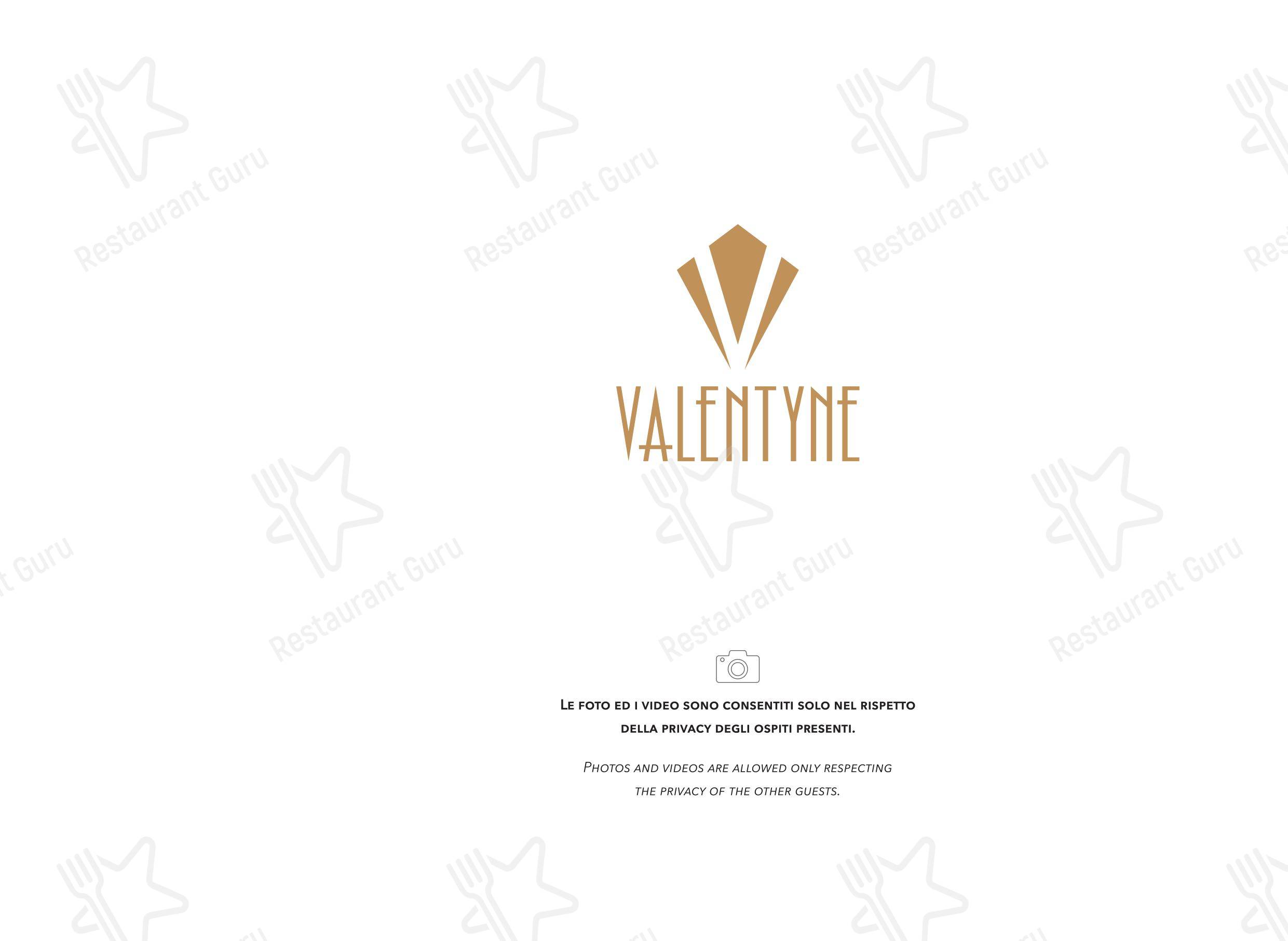 Valentyne Restaurant & Club in Roma - Menu