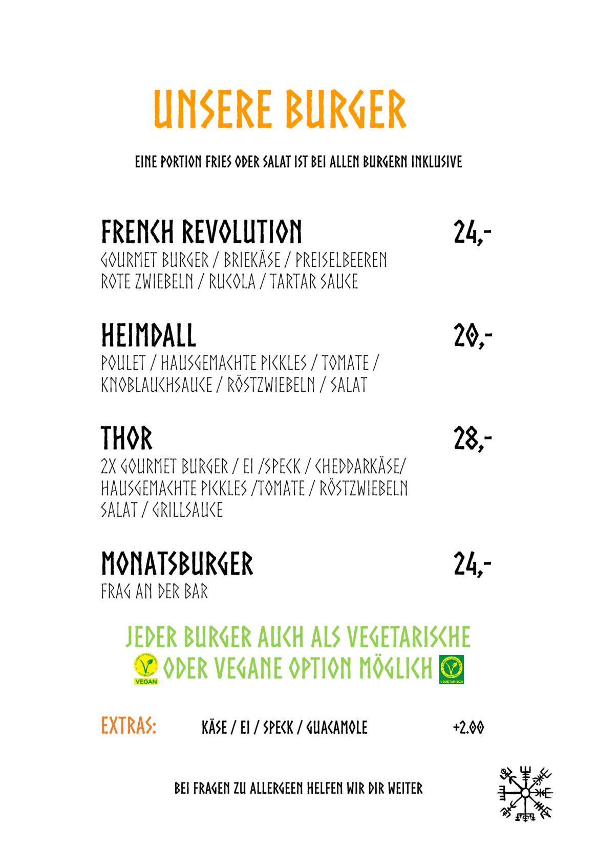 Menu di Valhalla Bar Basel 